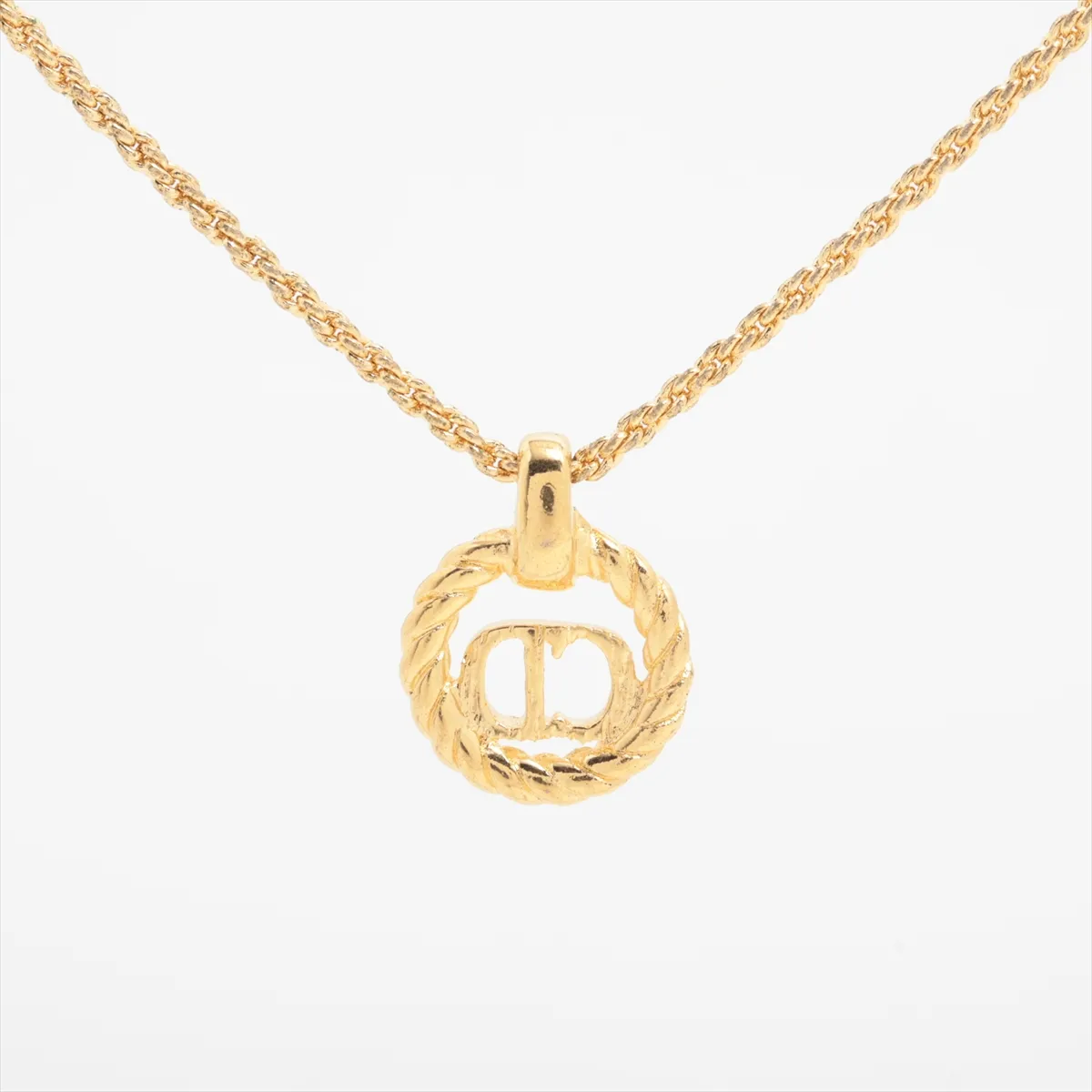 CD logo necklace, GP gold, dents, — view 2