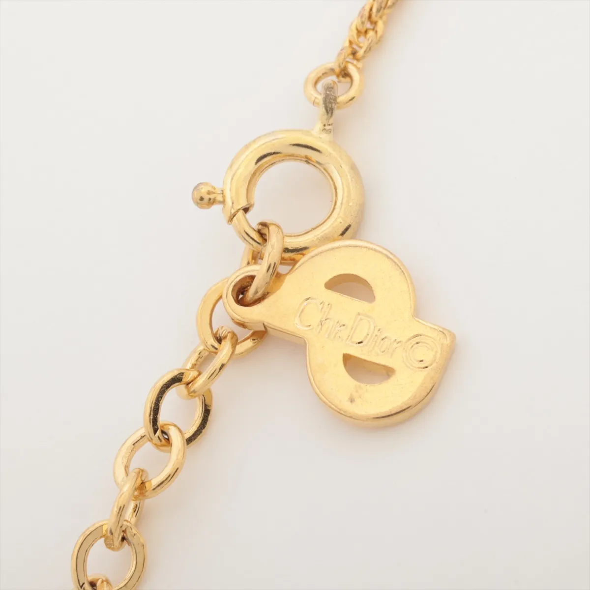 CD logo necklace, GP gold, dents, — view 4