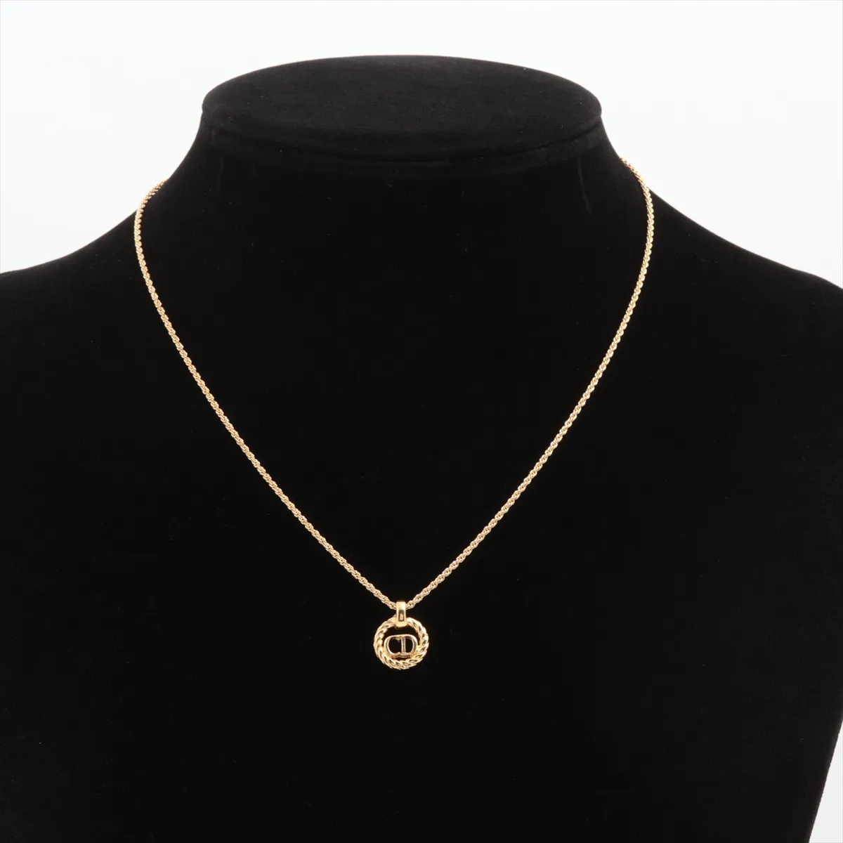 CD logo necklace, GP gold, dents, — view 5
