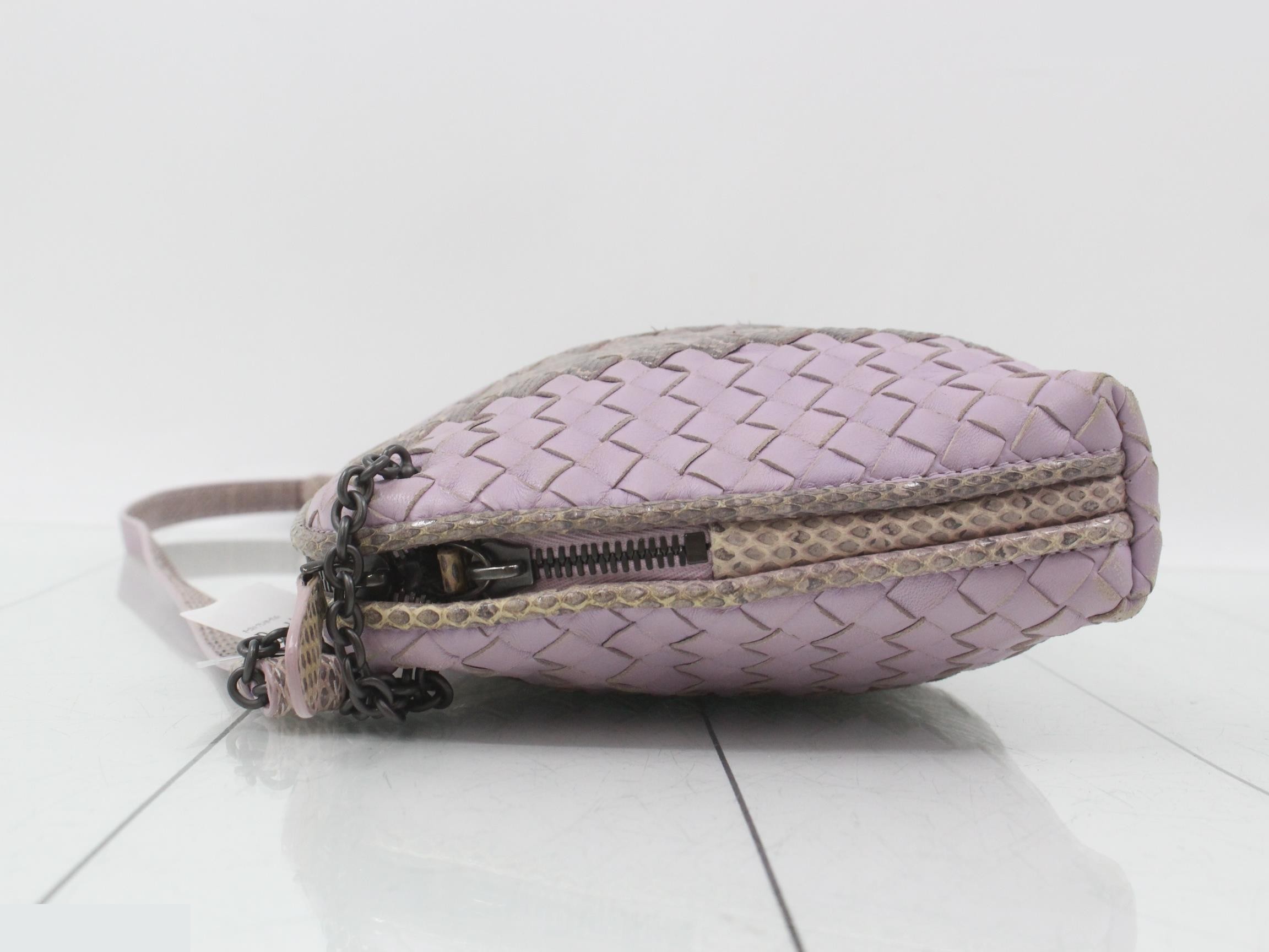 Intrecciato Shoulder Bag, Leather, Purple — view 4