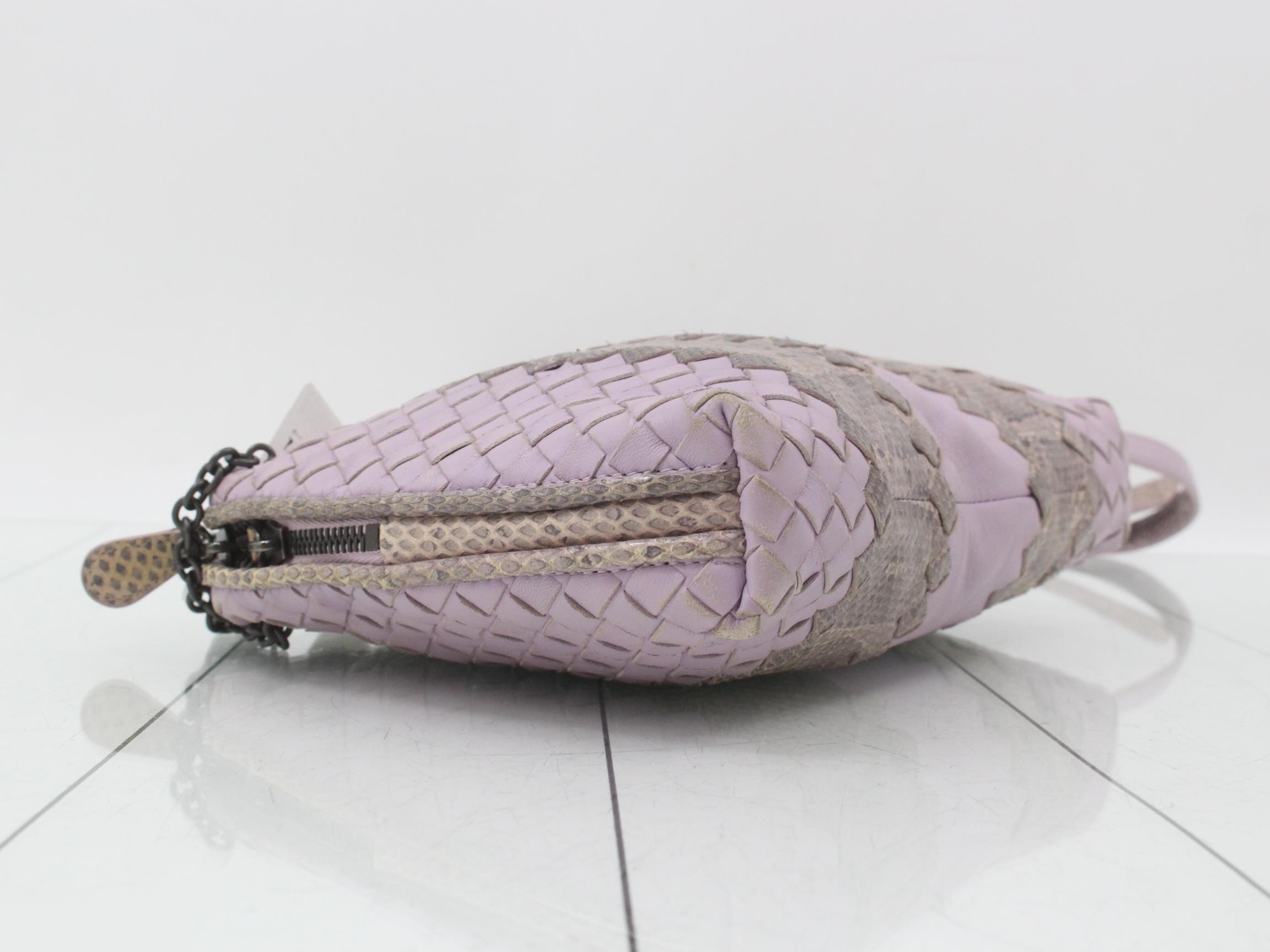 Intrecciato Shoulder Bag, Leather, Purple — view 5