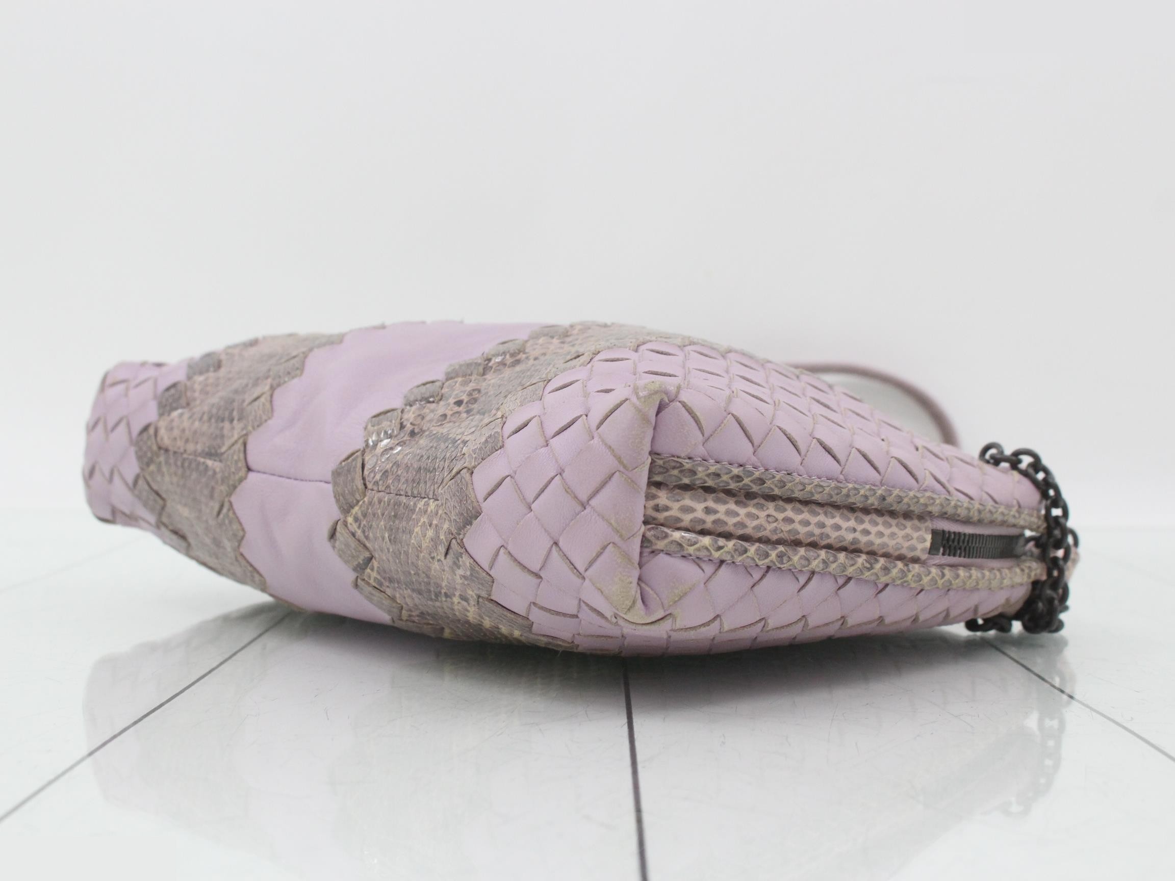 Intrecciato Shoulder Bag, Leather, Purple — view 6