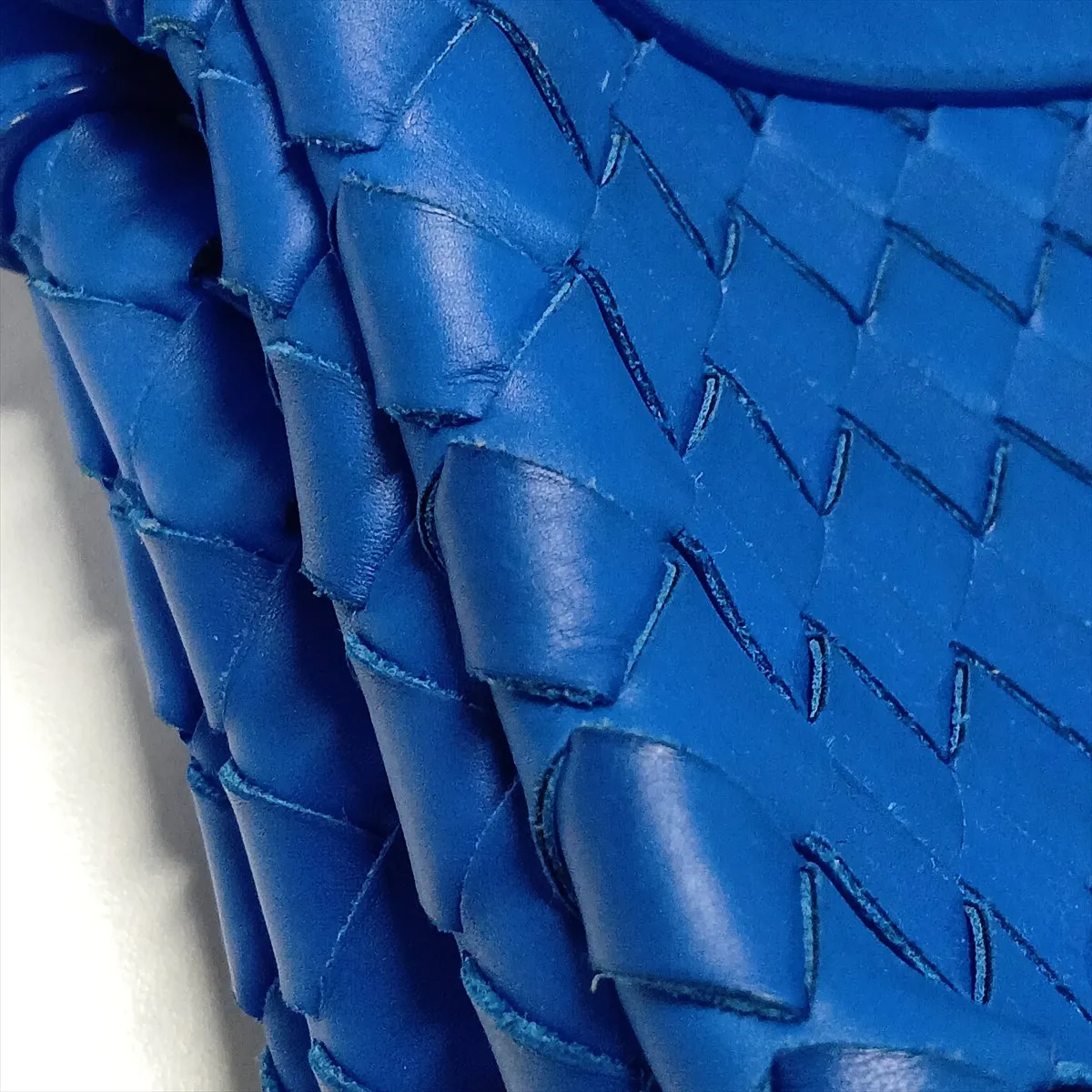 Intrecciato Leather Shoulder Bag, Blue — view 10