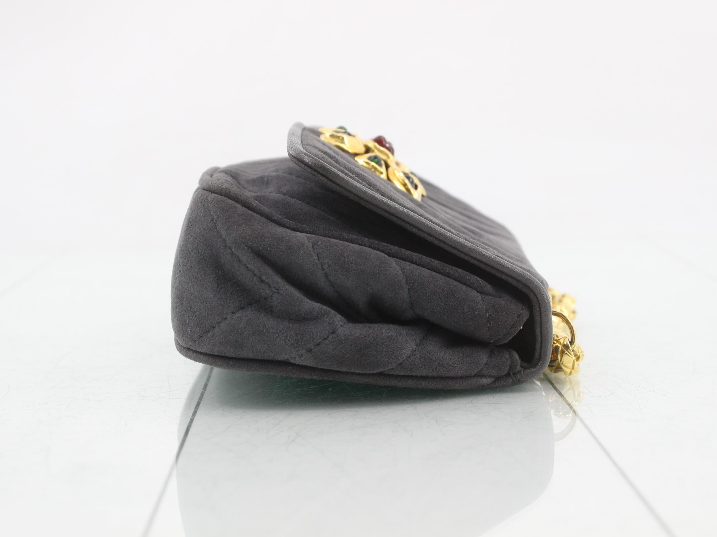 Suede Stone Shoulder Bag, Black — view 3
