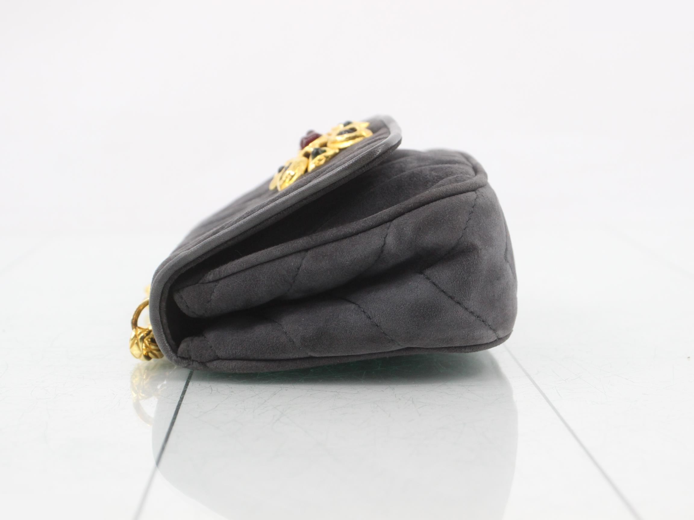 Suede Stone Shoulder Bag, Black — view 4