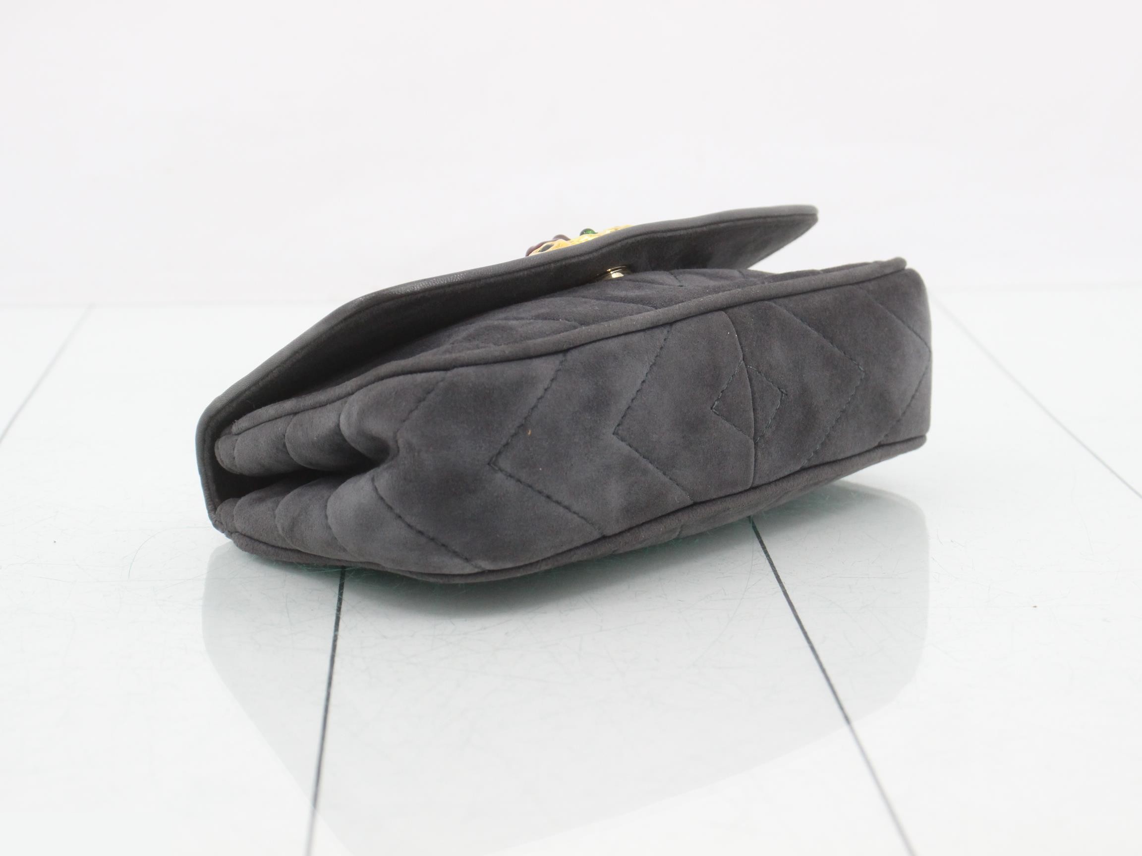 Suede Stone Shoulder Bag, Black — view 5