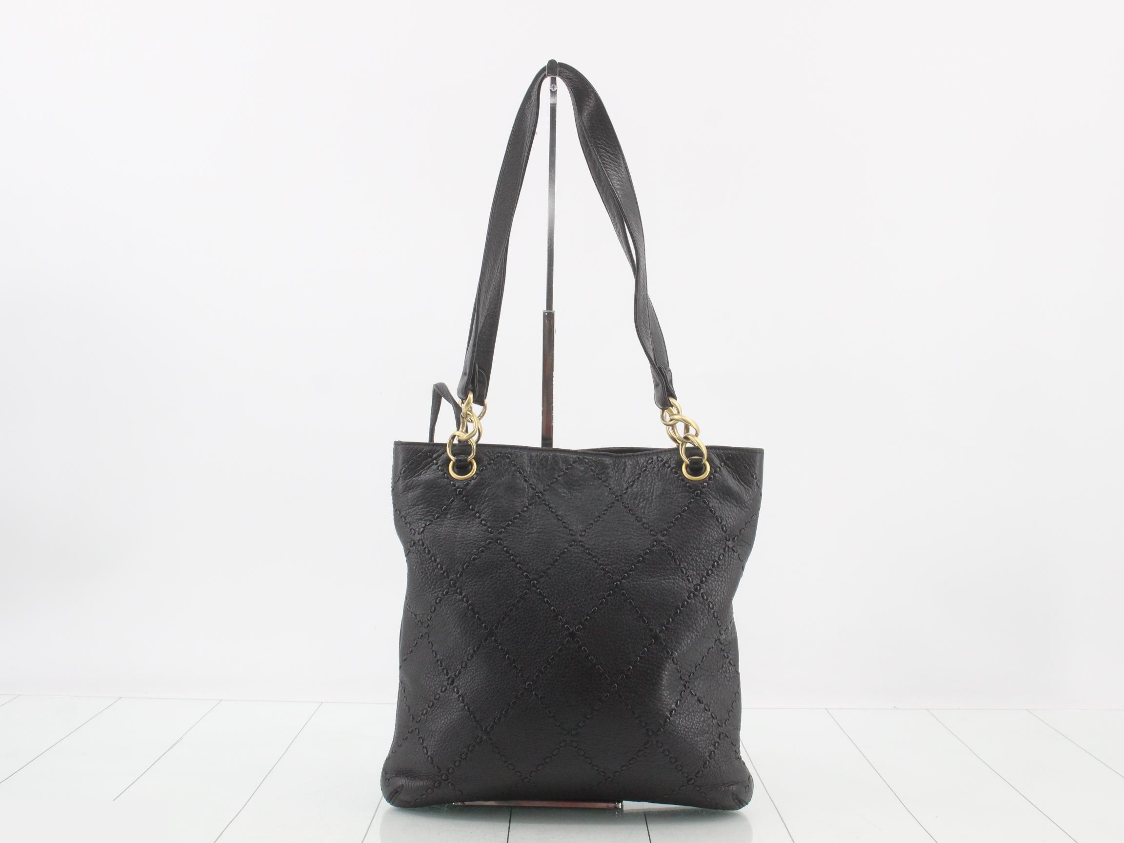 Wild Stitch Tote Bag, Leather, Gold Hardware, Black — view 2