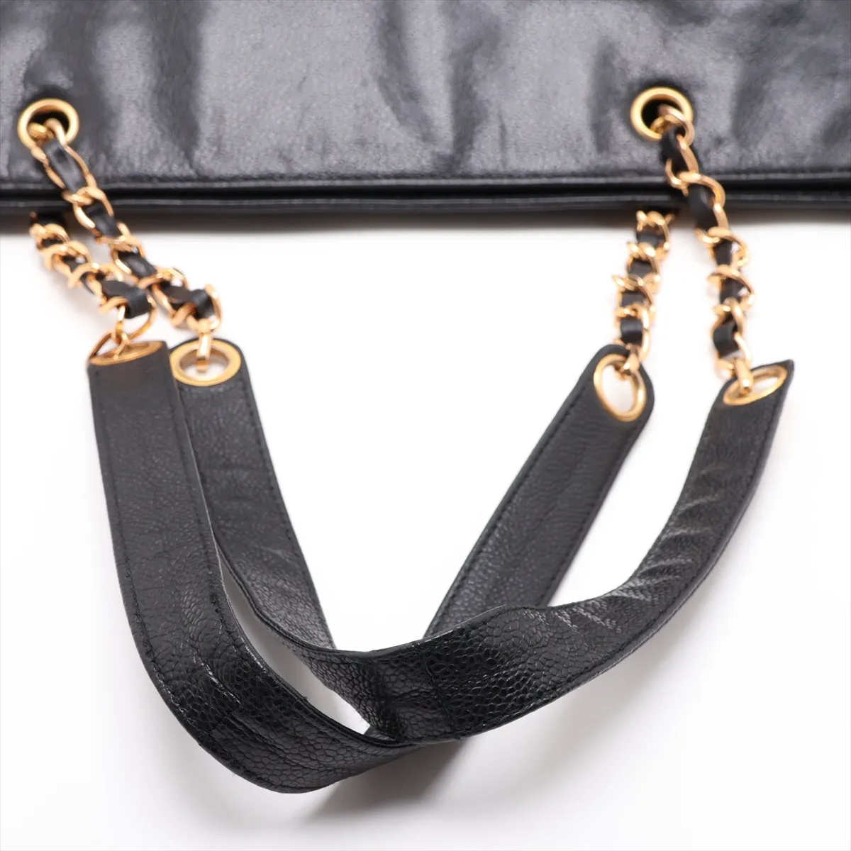 Coco Mark Caviar Skin Chain Tote Bag, Black with Gold Hardware, 4714243, Series 4 — view 5