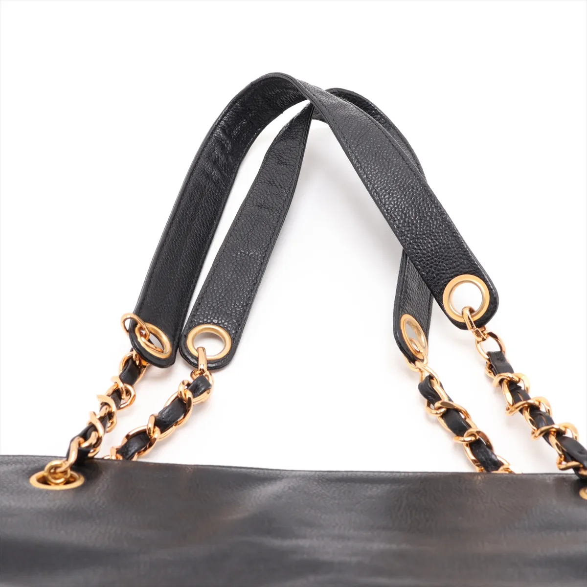 Coco Mark Caviar Skin Chain Tote Bag, Black with Gold Hardware, 4714243, Series 4 — view 6
