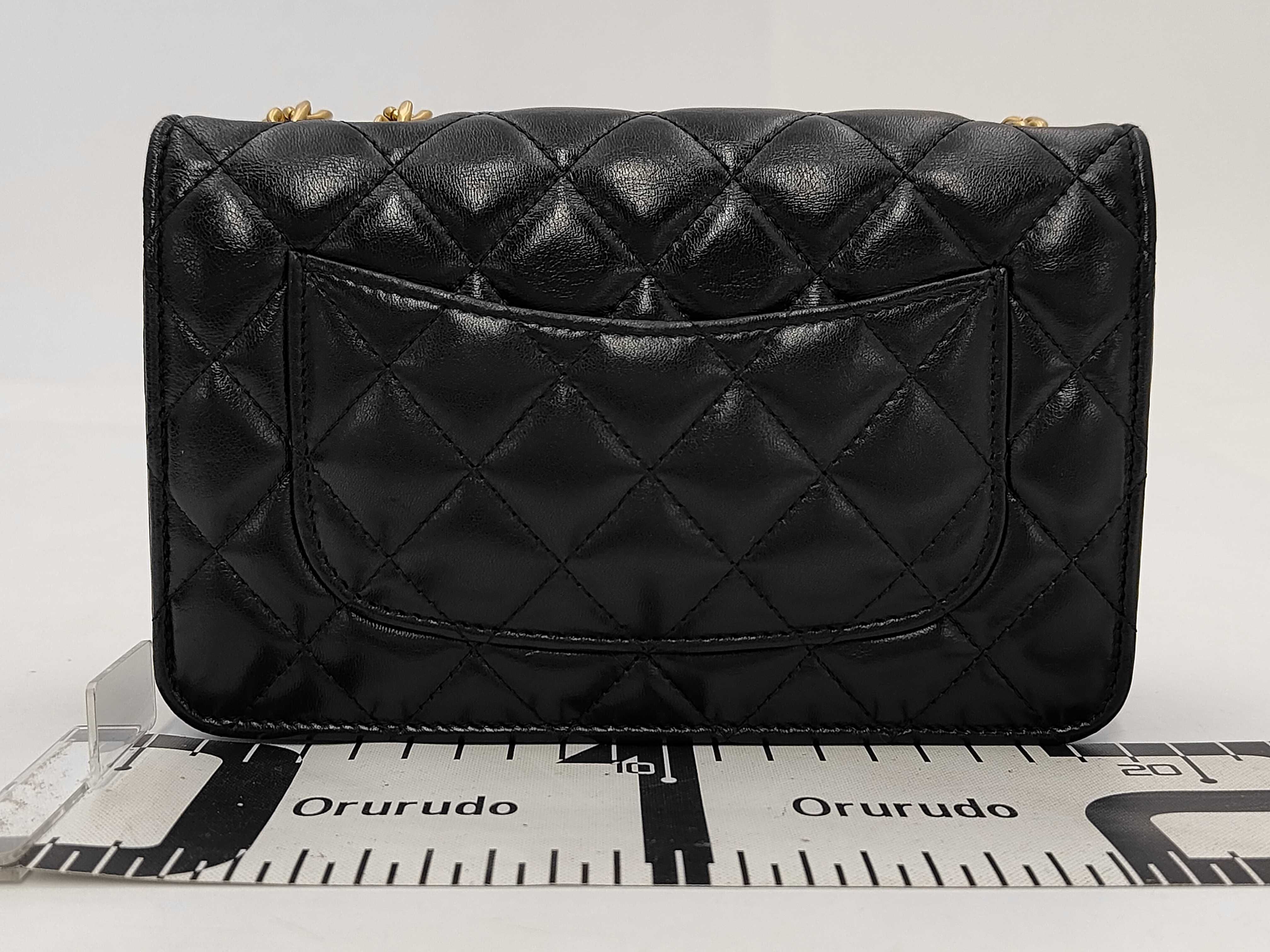 Matelassé Coco Ball Chain Shoulder Bag, Lambskin, Black, Gold Hardware. — view 2