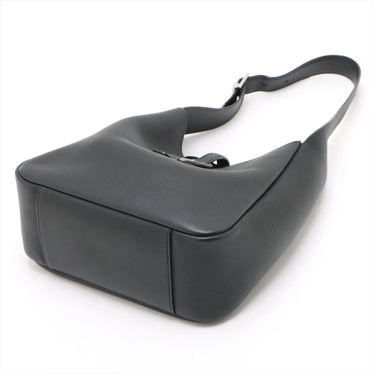 Leather Shoulder Bag, Black, 713938 — view 3
