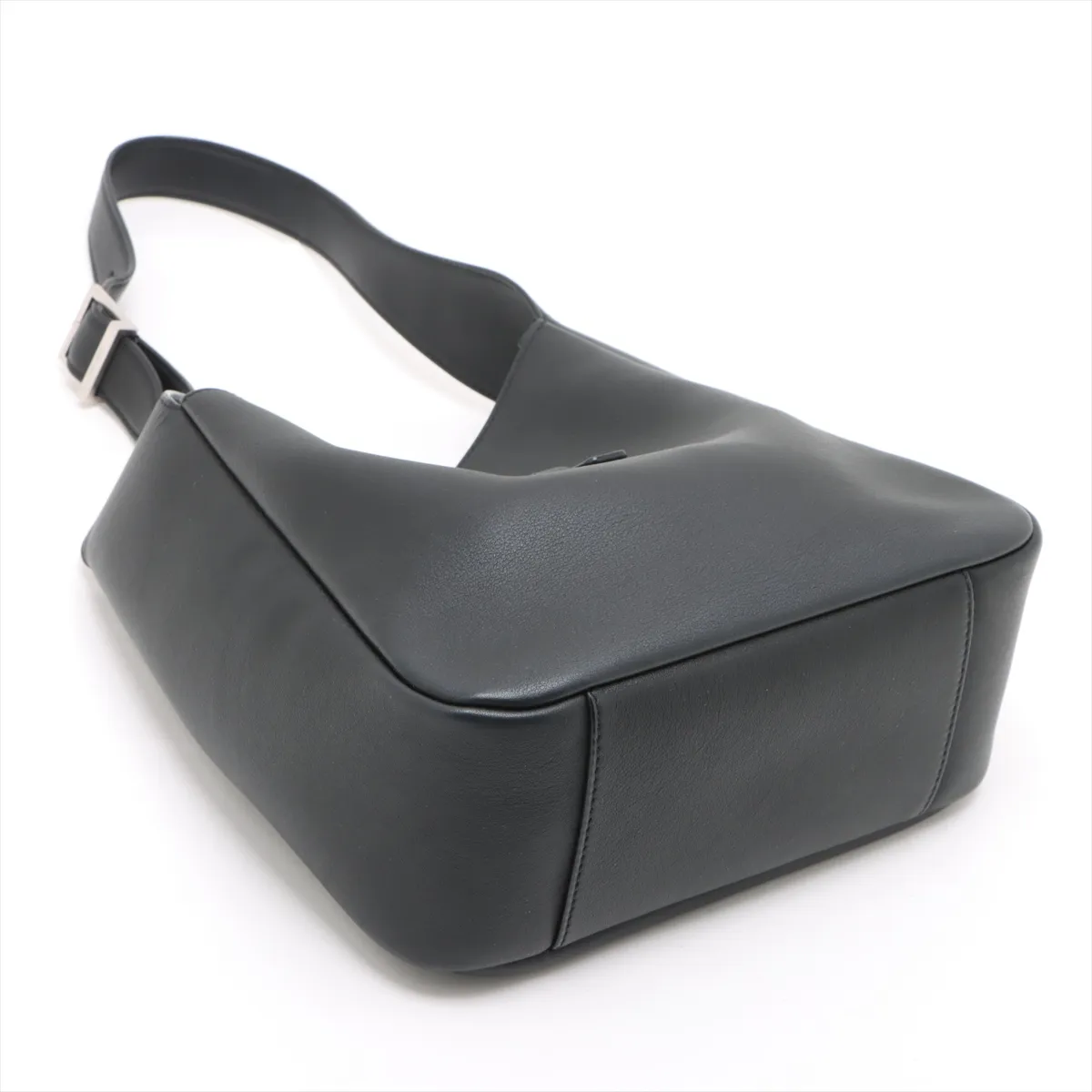 Leather Shoulder Bag, Black, 713938 — view 4