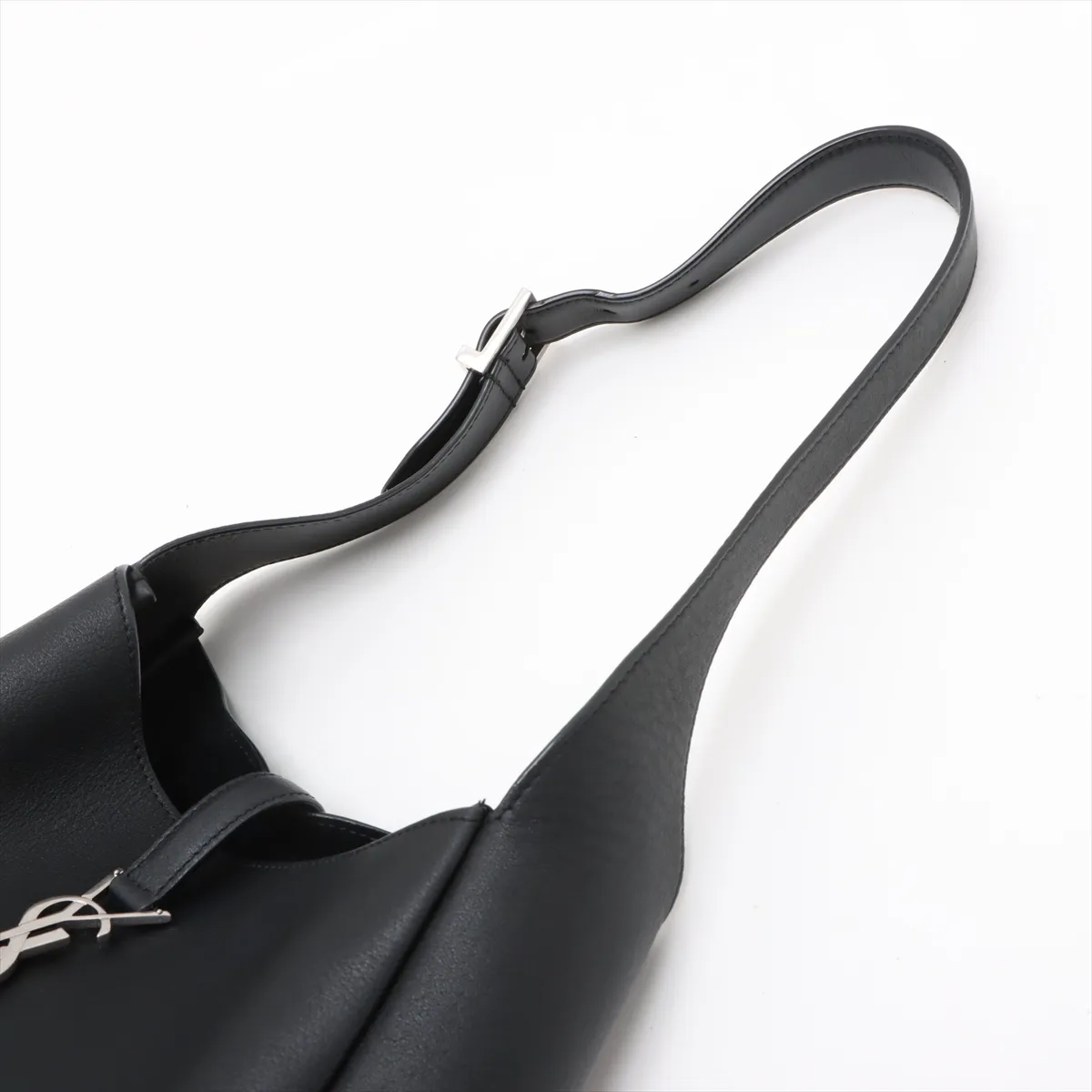 Leather Shoulder Bag, Black, 713938 — view 5