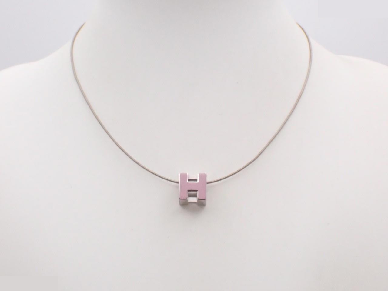 Cage d'H necklace, pink x silver, chain approximately 42cm — view 3