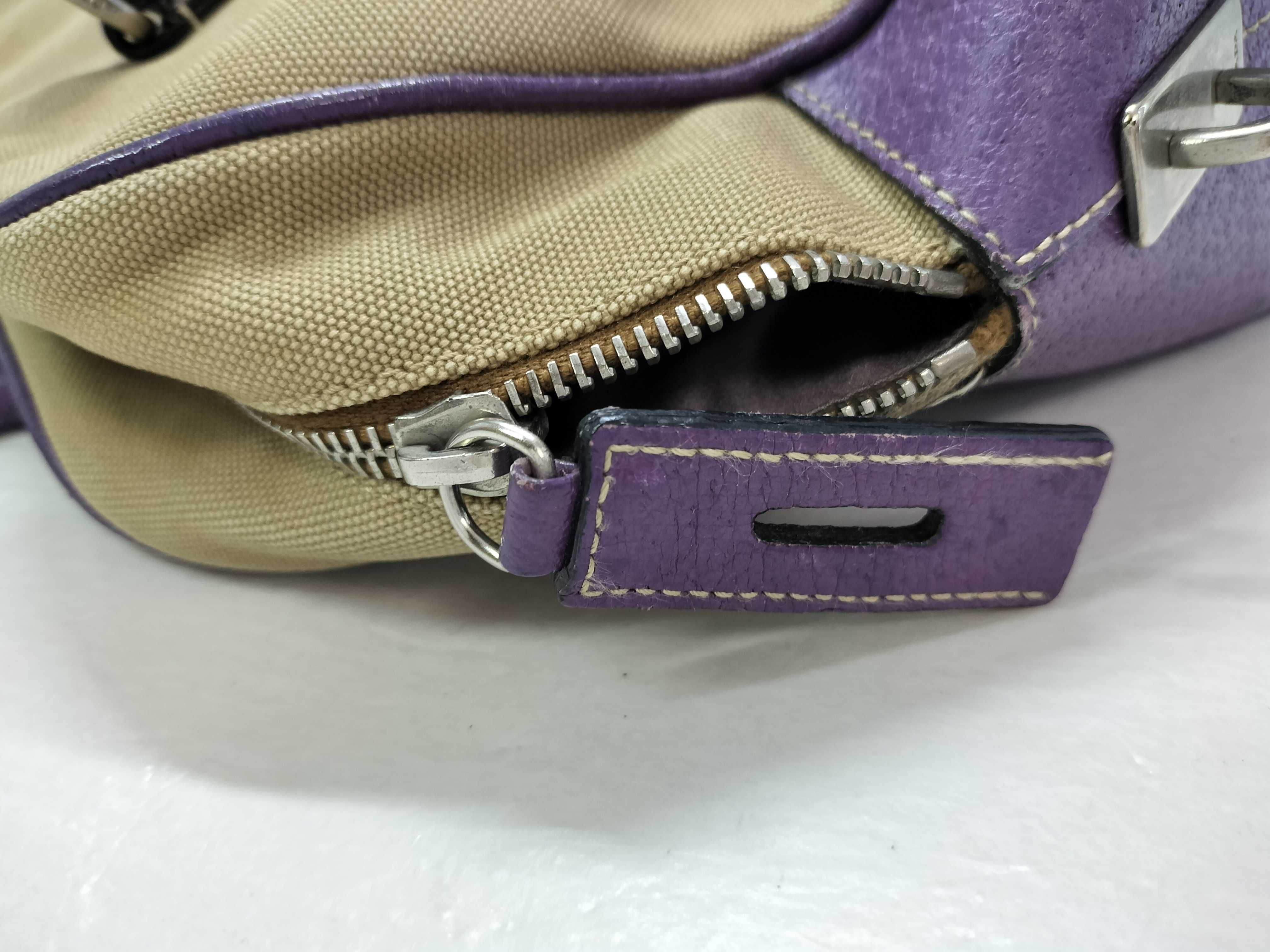 Bowling Bag Canvas Leather Purple Handbag — view 14