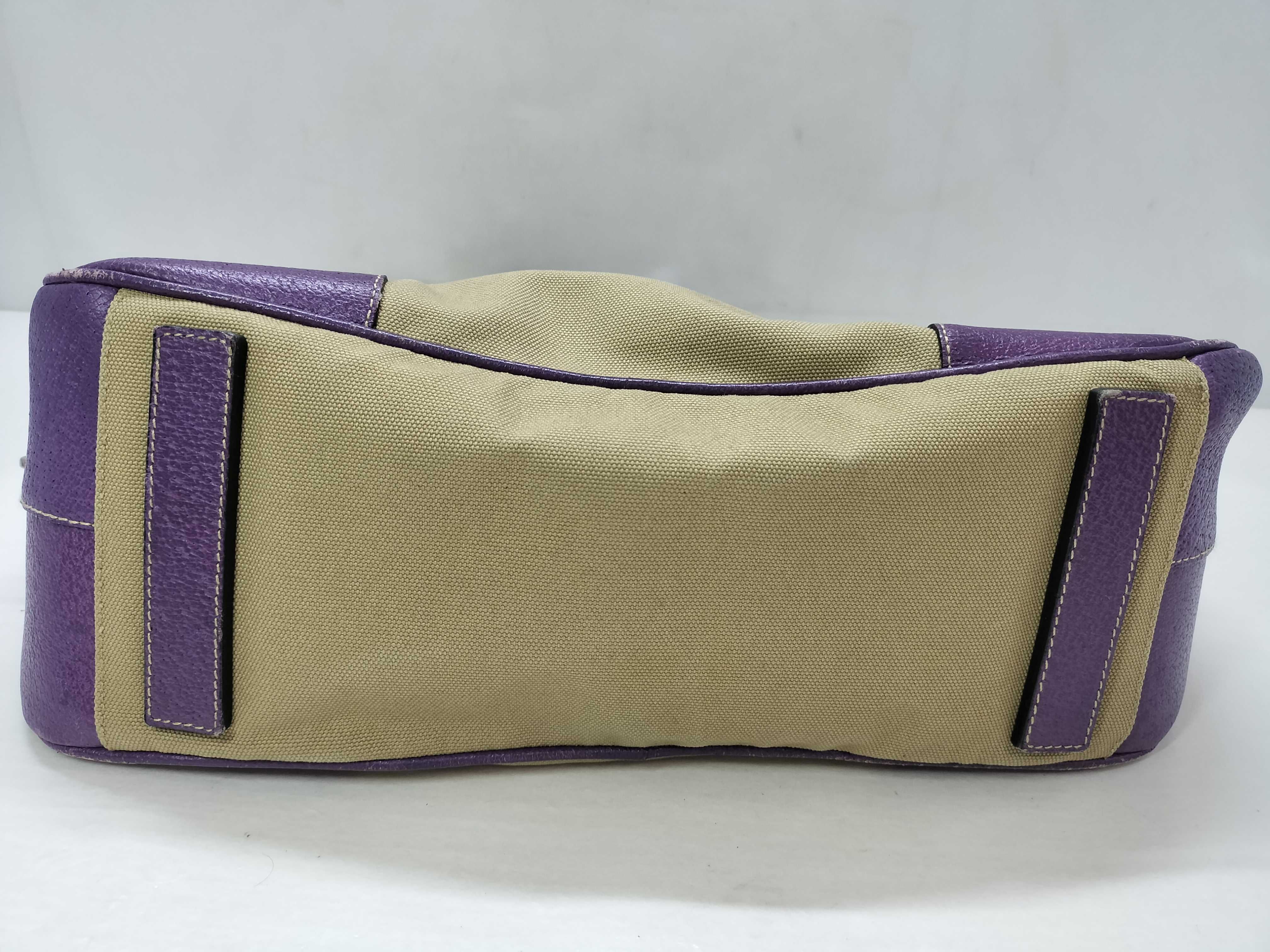 Bowling Bag Canvas Leather Purple Handbag — view 15