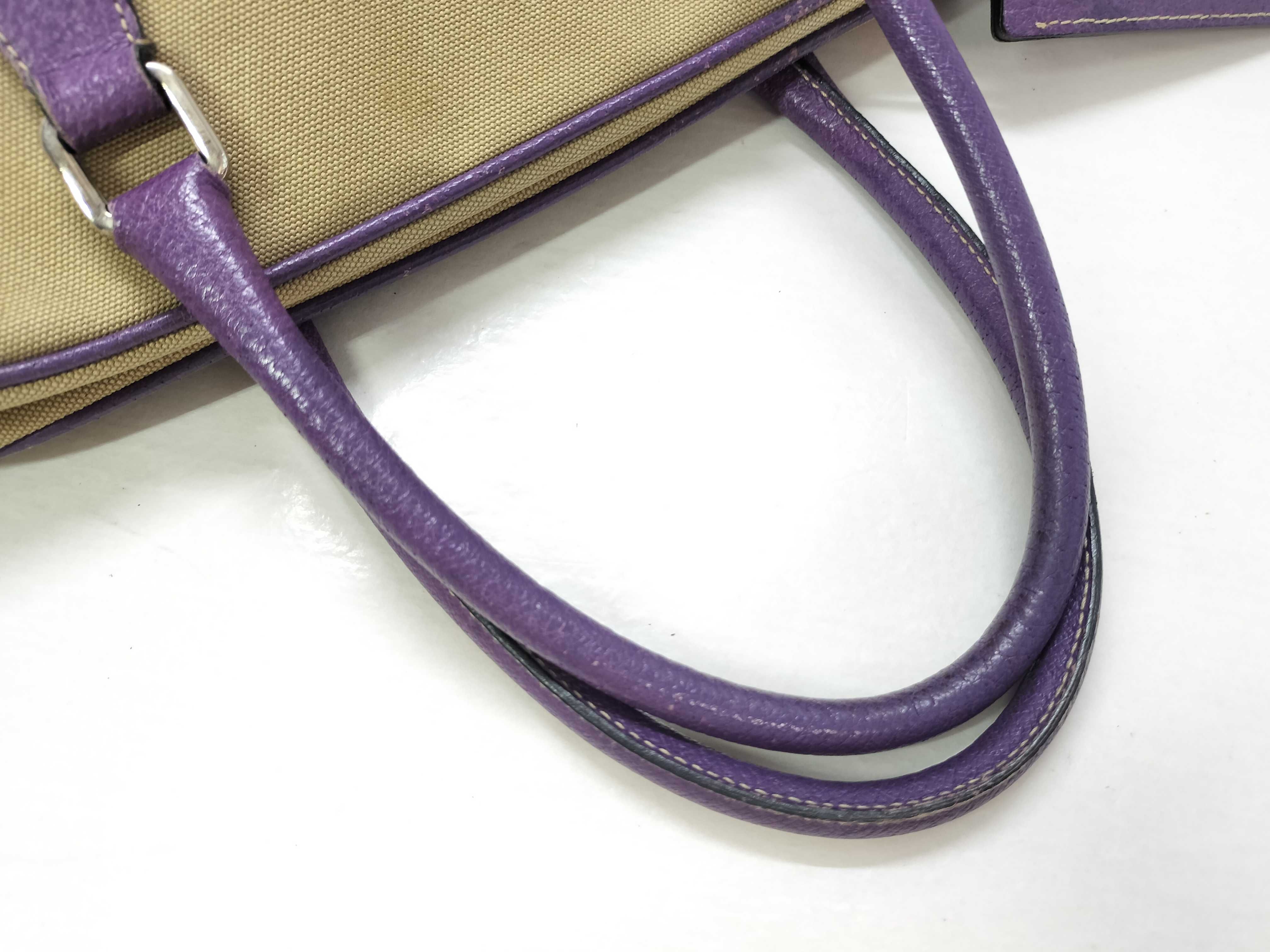 Bowling Bag Canvas Leather Purple Handbag — view 3
