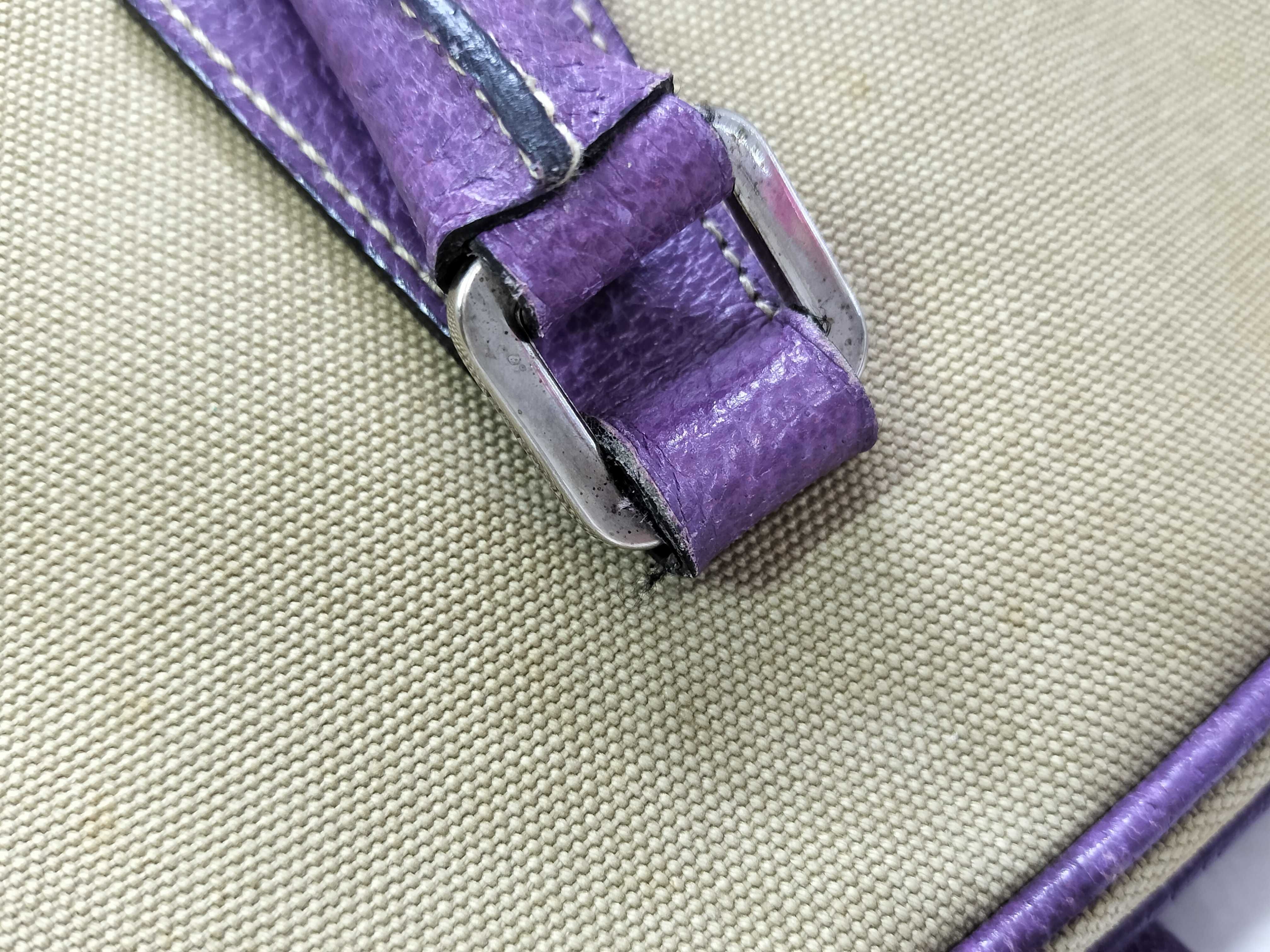 Bowling Bag Canvas Leather Purple Handbag — view 5
