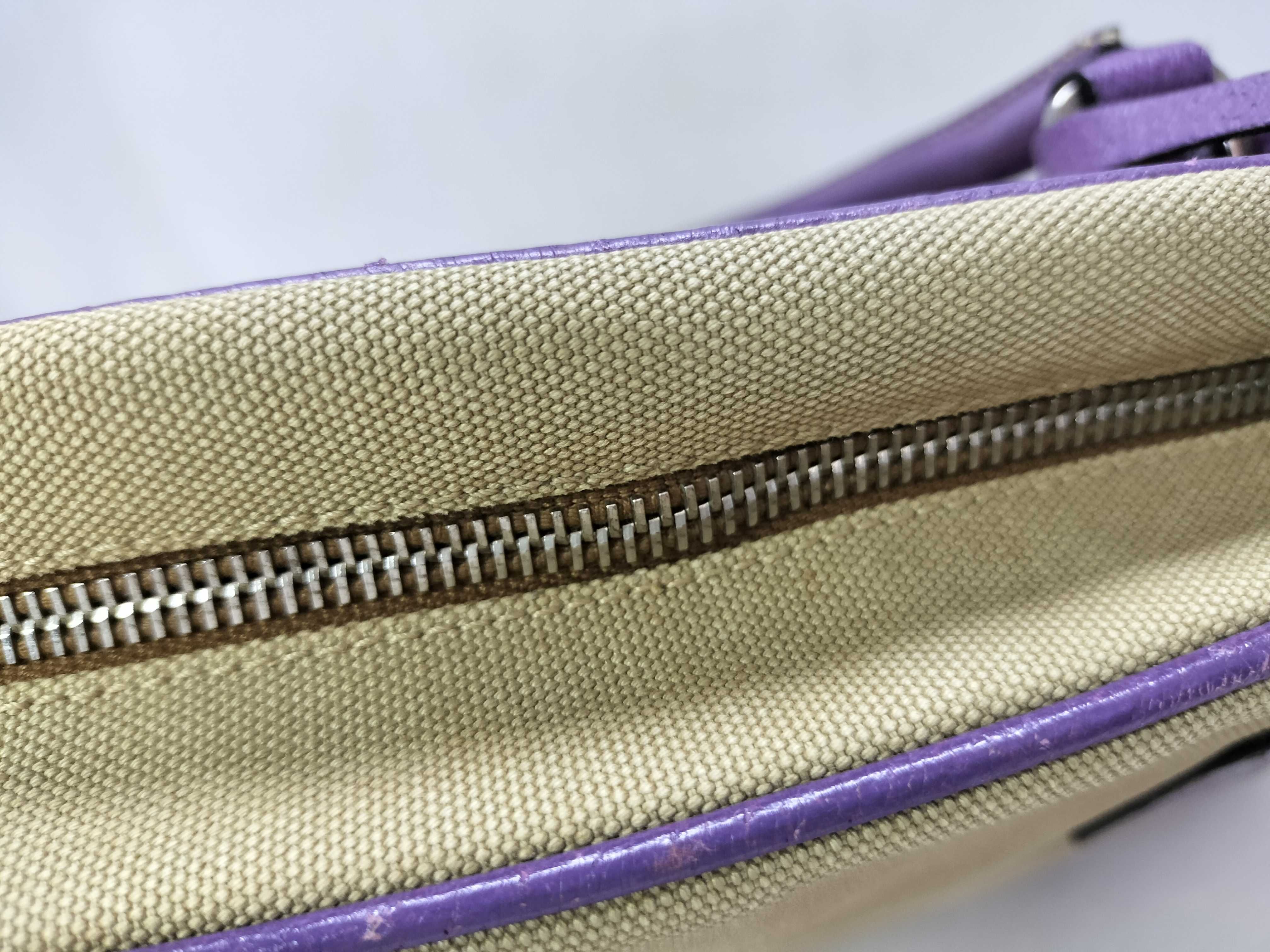 Bowling Bag Canvas Leather Purple Handbag — view 6