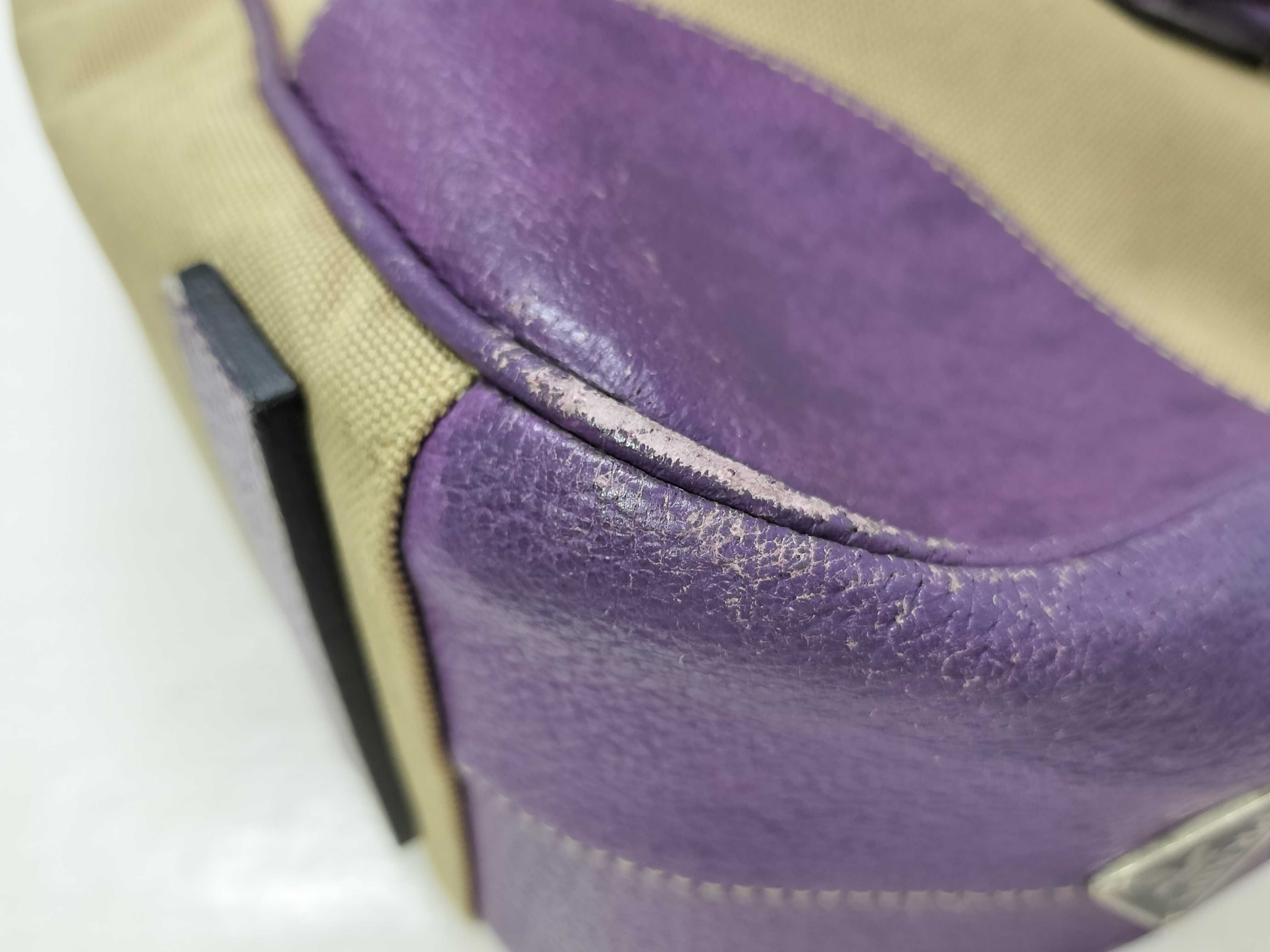 Bowling Bag Canvas Leather Purple Handbag — view 7