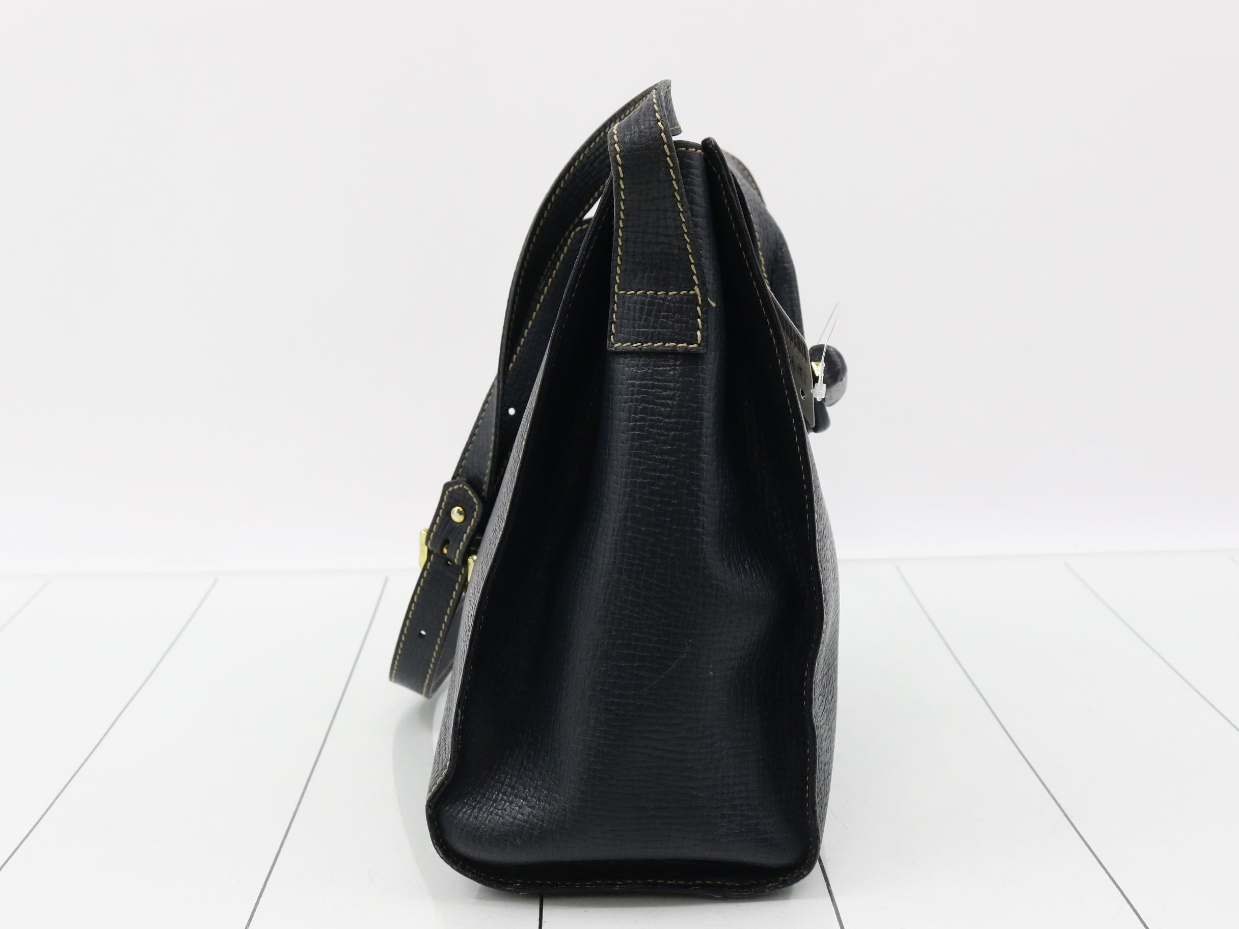 Leather shoulder bag, navy — view 4