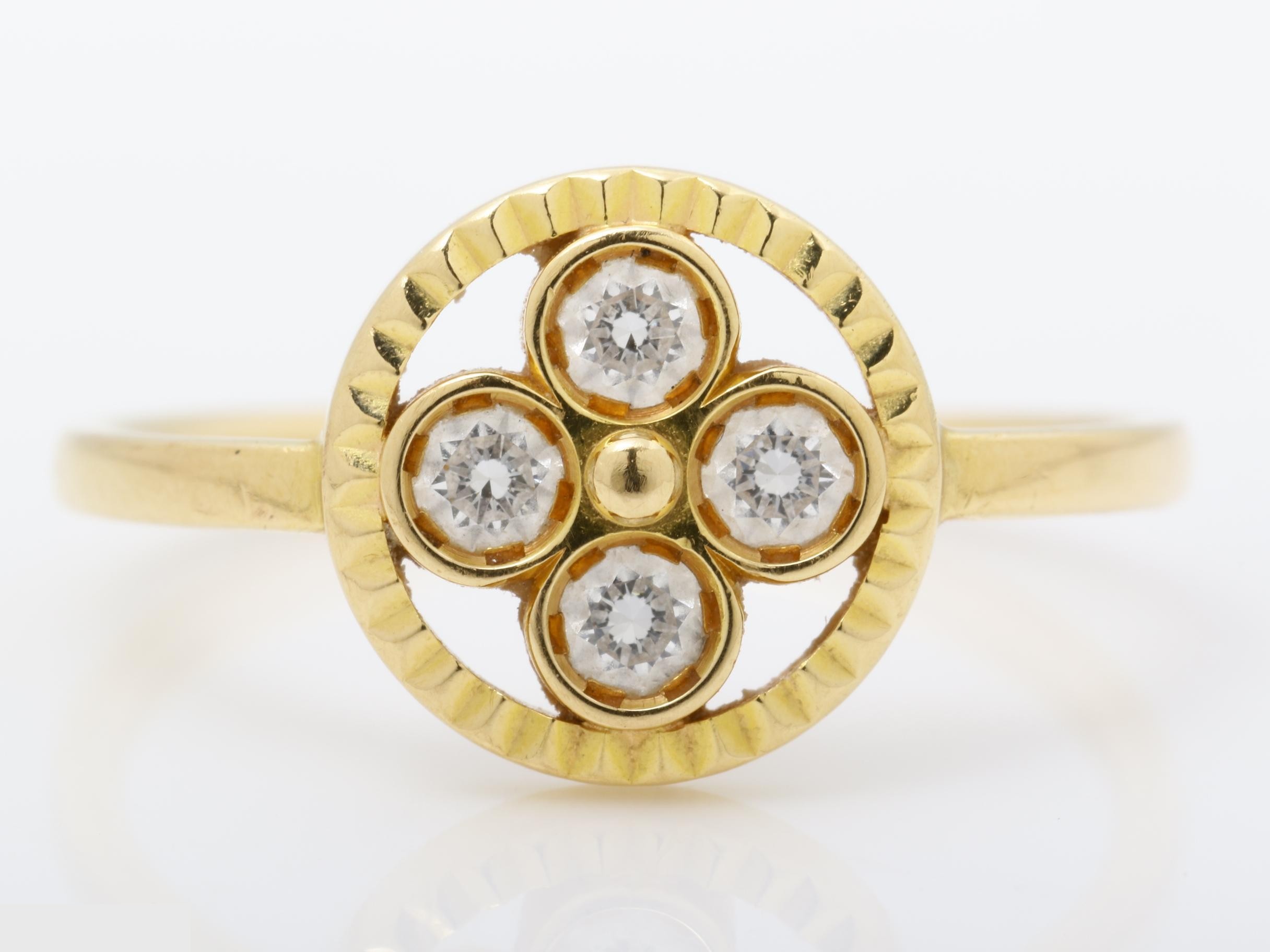 Blossom Ring, Diamond, 750YG, 2.1g, #49 stamped. — view 2