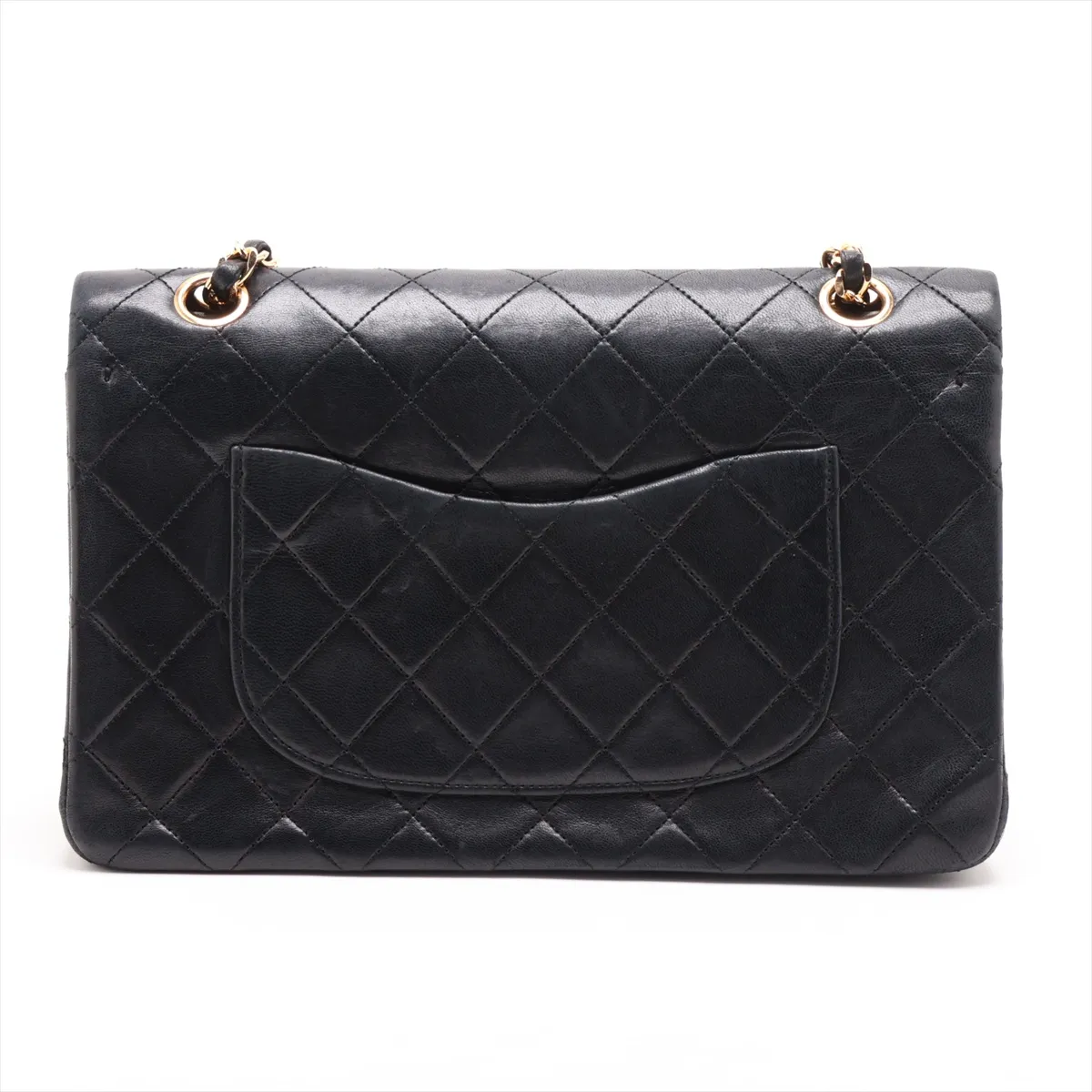 Matelassé 25 Lambskin Double Flap Double Chain Bag, Black with Gold Hardware, 355499, Serial Number 0-series, A01112 — view 2