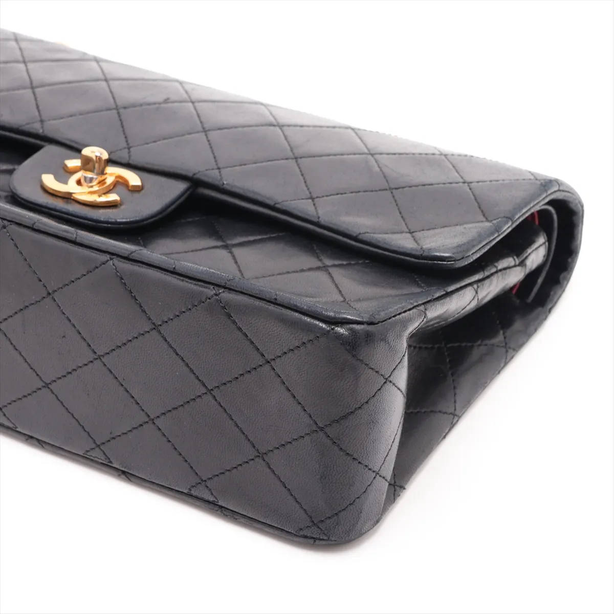 Matelassé 25 Lambskin Double Flap Double Chain Bag, Black with Gold Hardware, 355499, Serial Number 0-series, A01112 — view 3