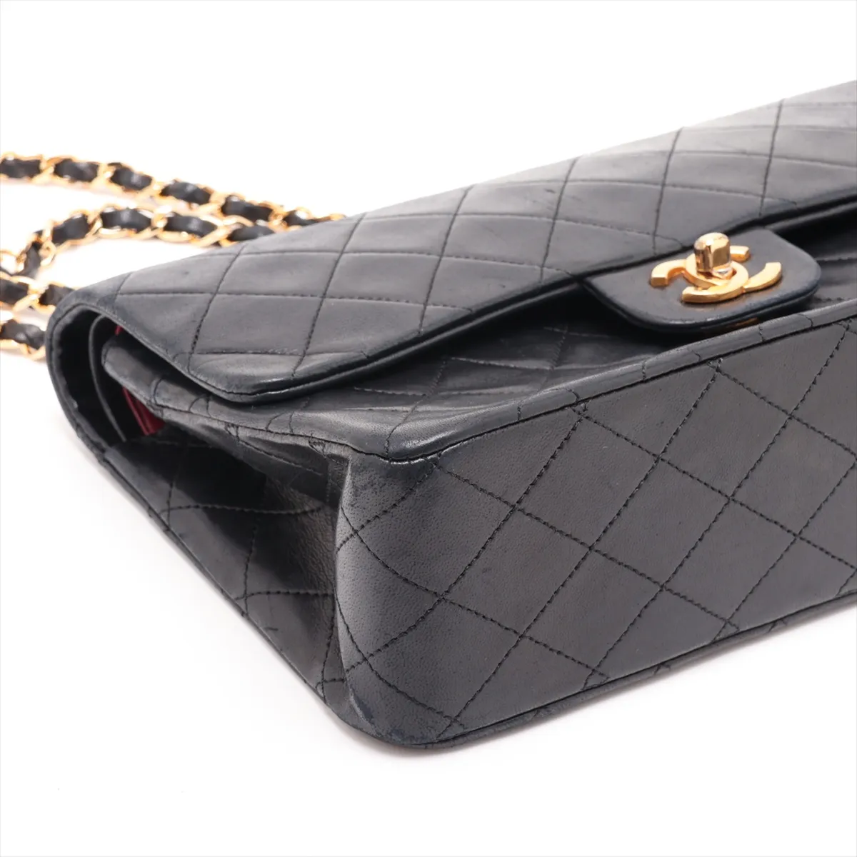 Matelassé 25 Lambskin Double Flap Double Chain Bag, Black with Gold Hardware, 355499, Serial Number 0-series, A01112 — view 4