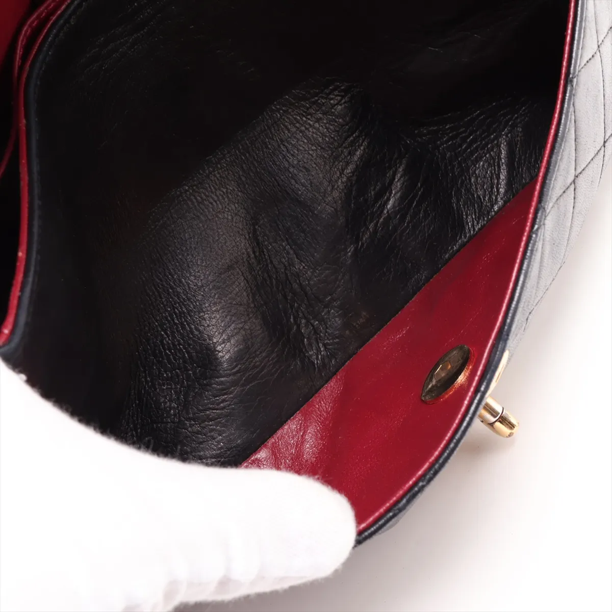 Matelassé 25 Lambskin Double Flap Double Chain Bag, Black with Gold Hardware, 355499, Serial Number 0-series, A01112 — view 7