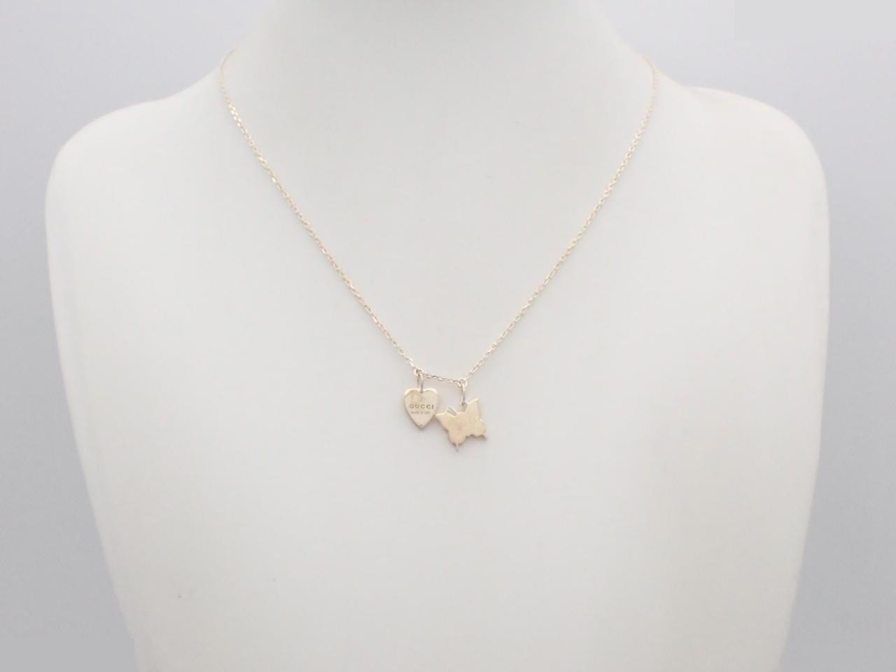 Butterfly Heart Necklace, Sterling Silver 925, 6.8g, Gucci — view 3