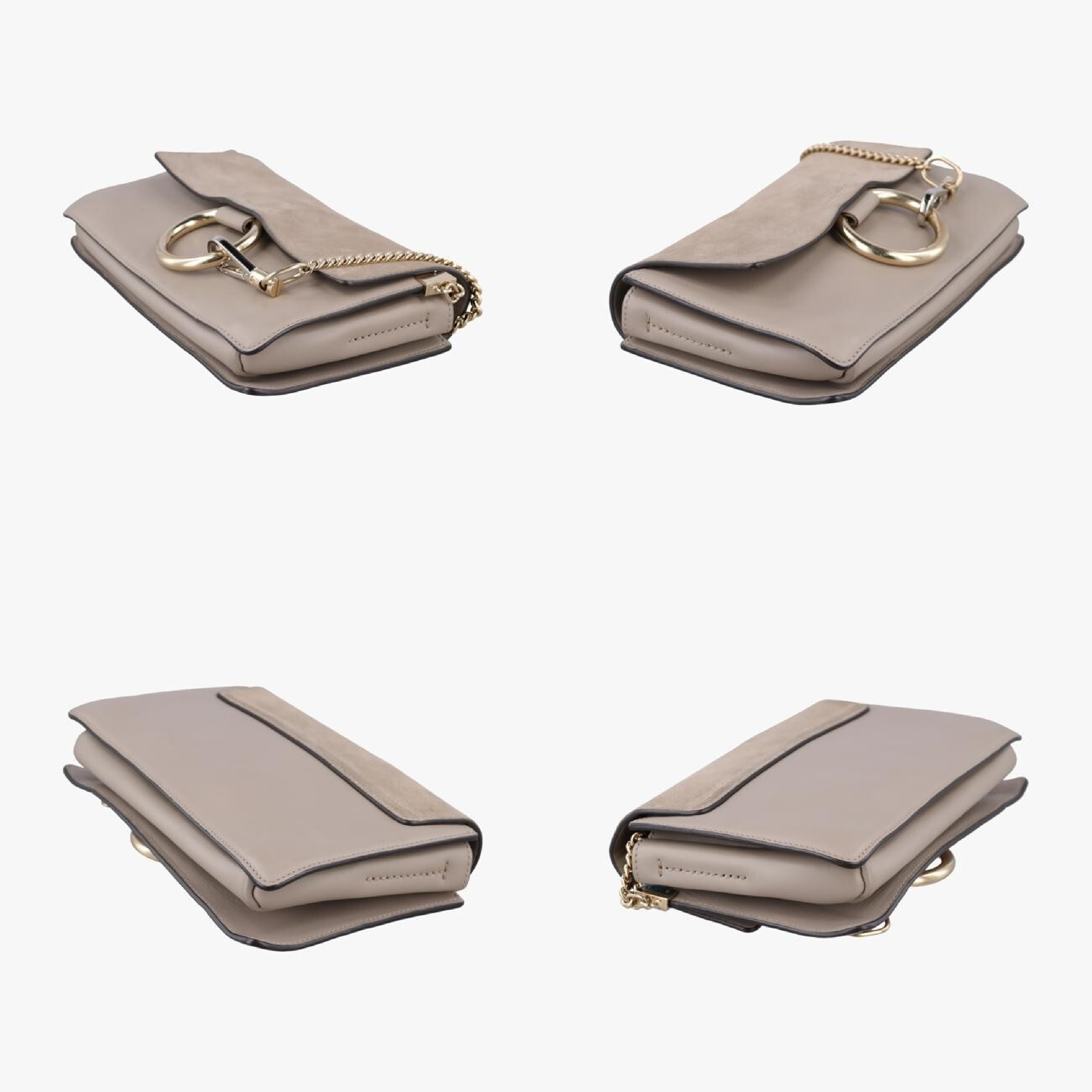 Faye Beige Suede x Leather Shoulder Bag — view 4