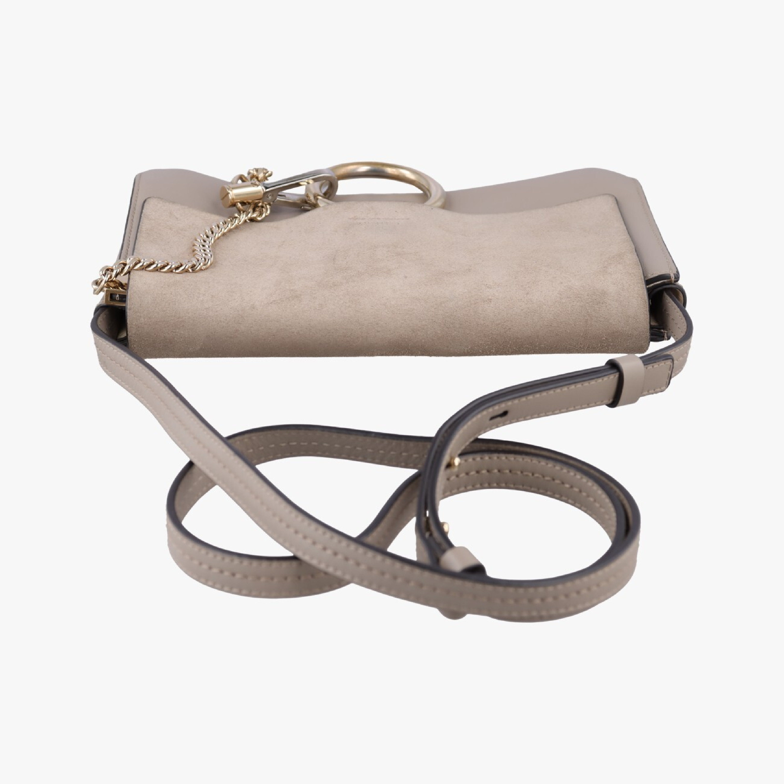 Faye Beige Suede x Leather Shoulder Bag — view 5