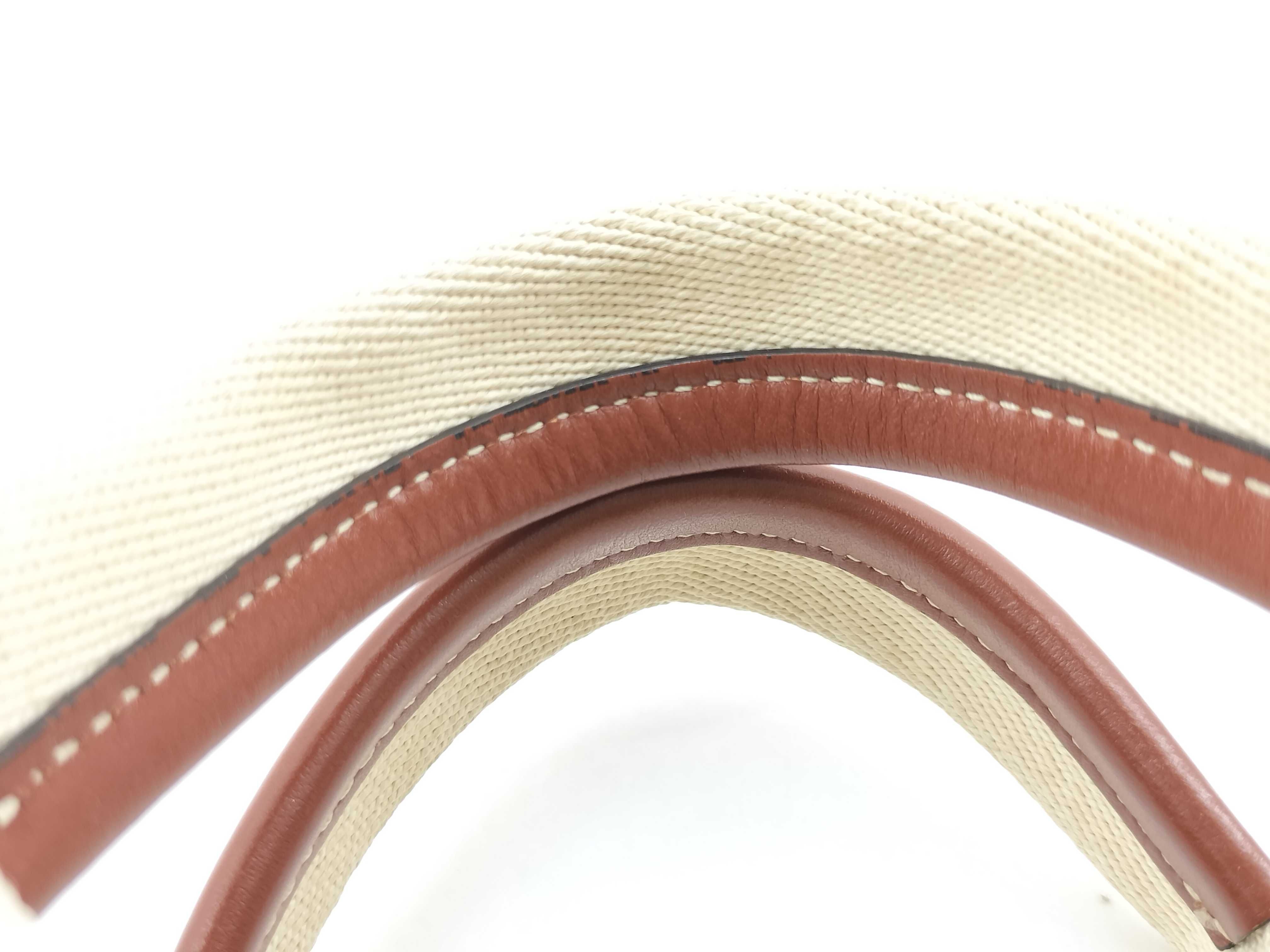Woody Small Canvas x Leather 2-Way Handbag, Beige x Brown — view 3