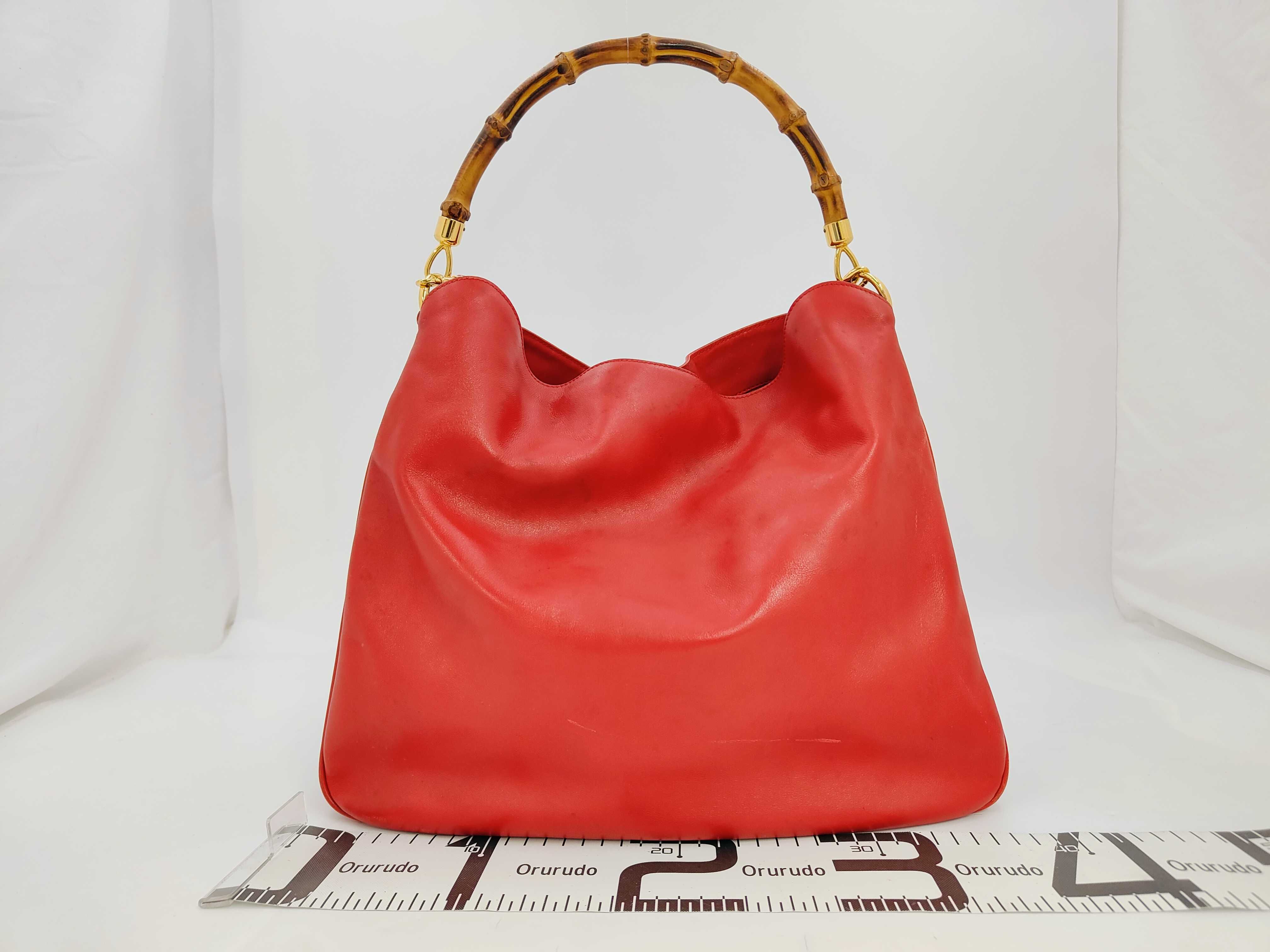 Bamboo 2-way Calf Leather Red Shoulder Bag — view 2