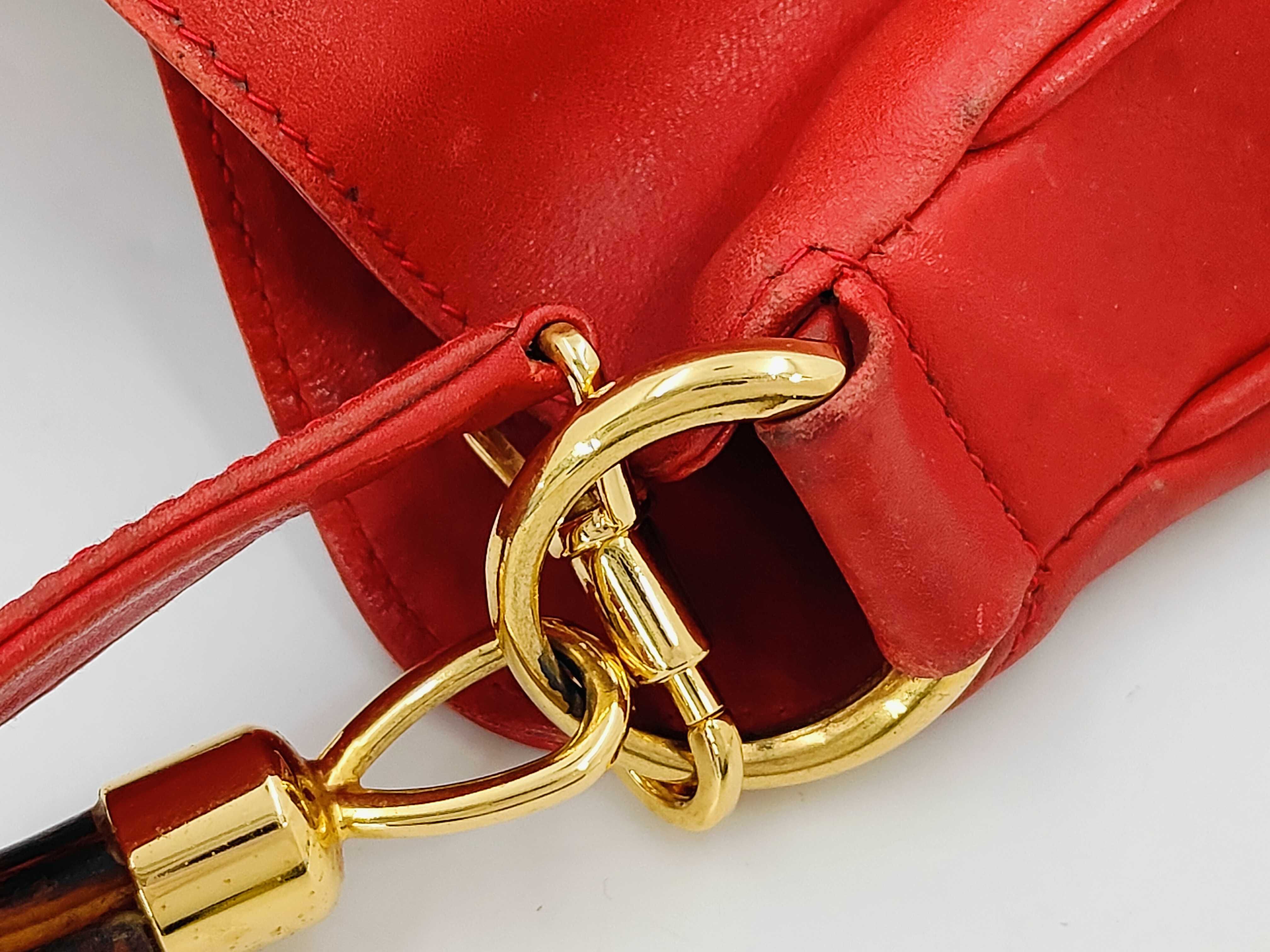 Bamboo 2-way Calf Leather Red Shoulder Bag — view 6