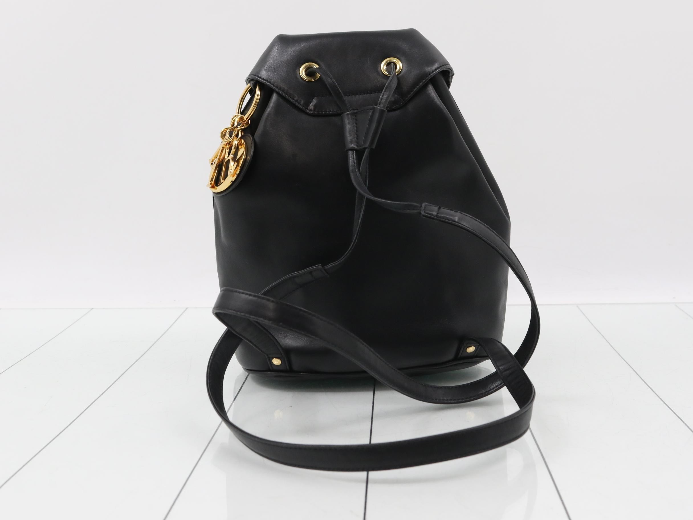 Lady Dior Backpack, Leather, Black — view 2