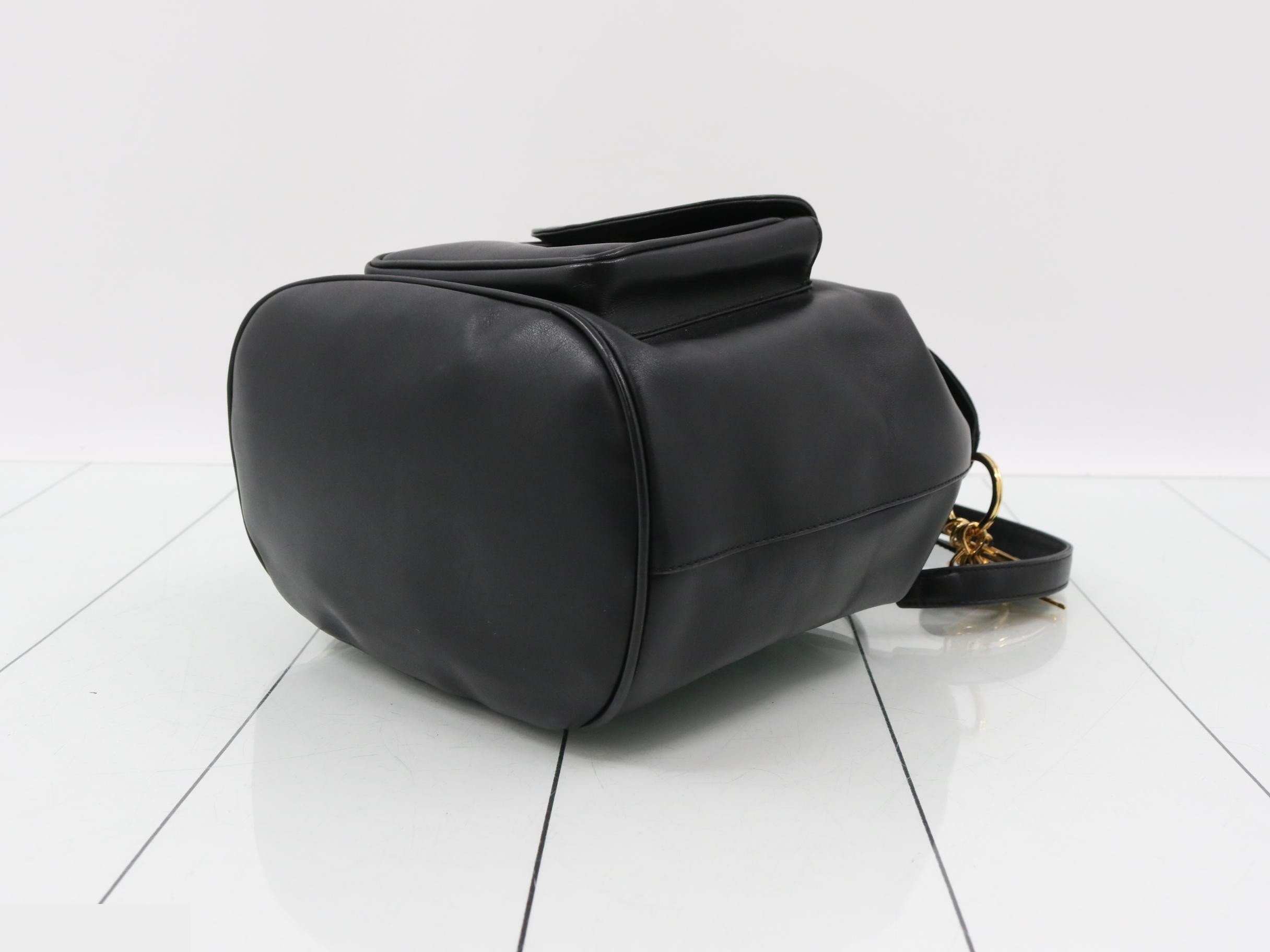 Lady Dior Backpack, Leather, Black — view 6