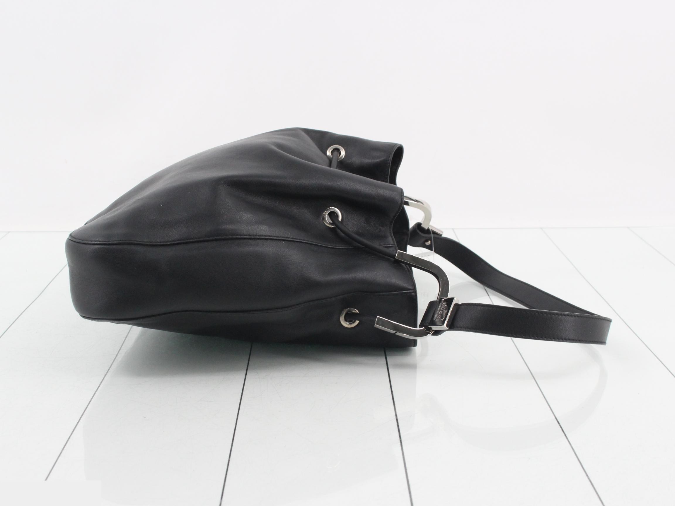 Horsebit Leather Drawstring One-Shoulder Bag — view 3