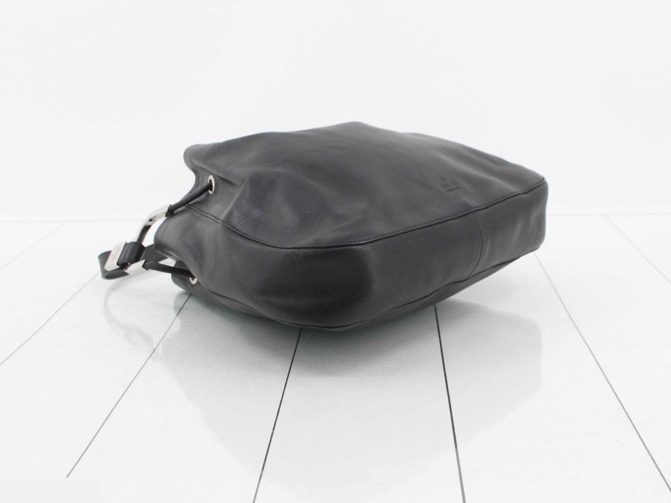 Horsebit Leather Drawstring One-Shoulder Bag — view 5