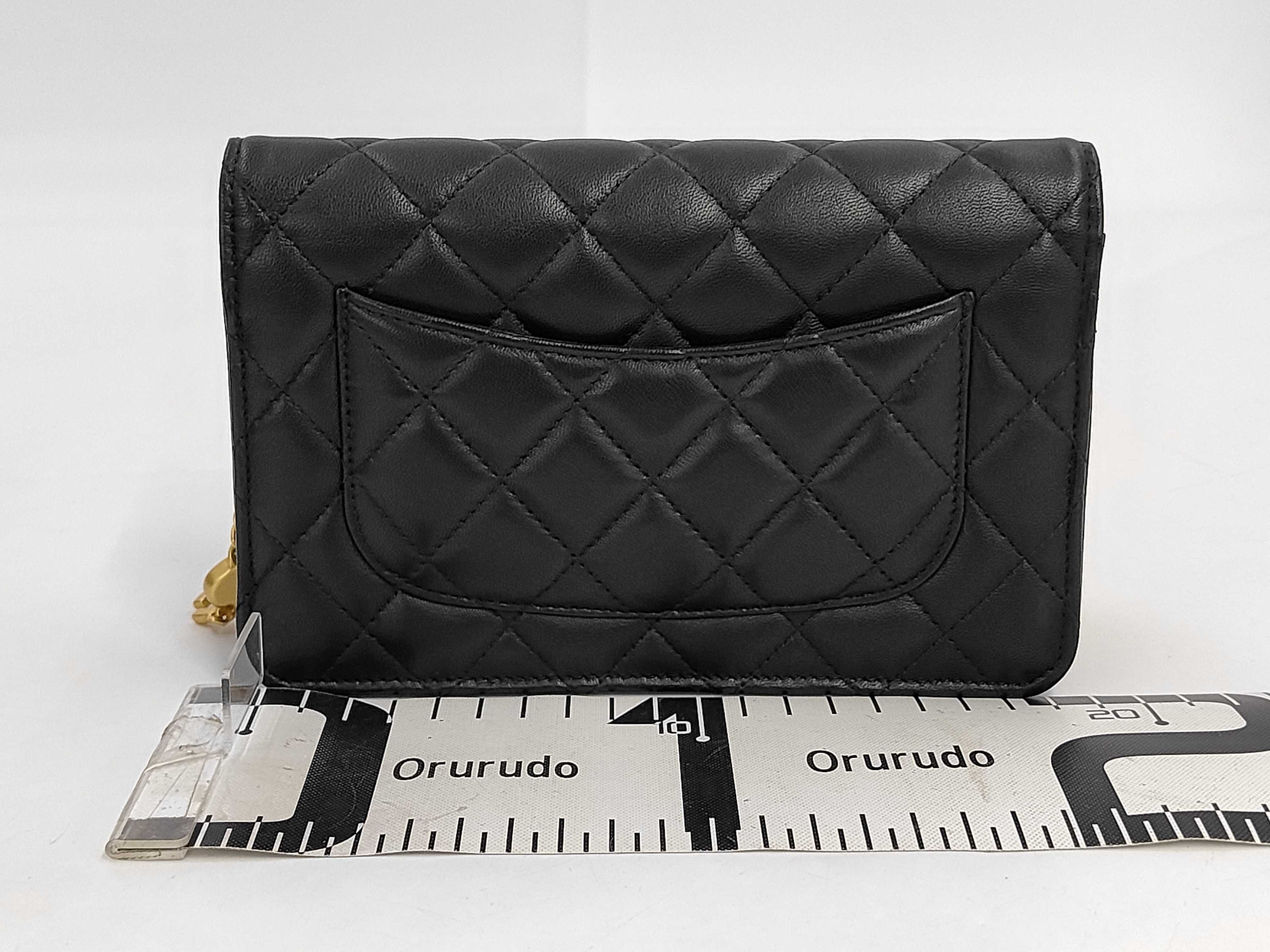 Chain Wallet, Lambskin, Black, Gold Hardware, IC Chip, Shoulder Bag — view 2