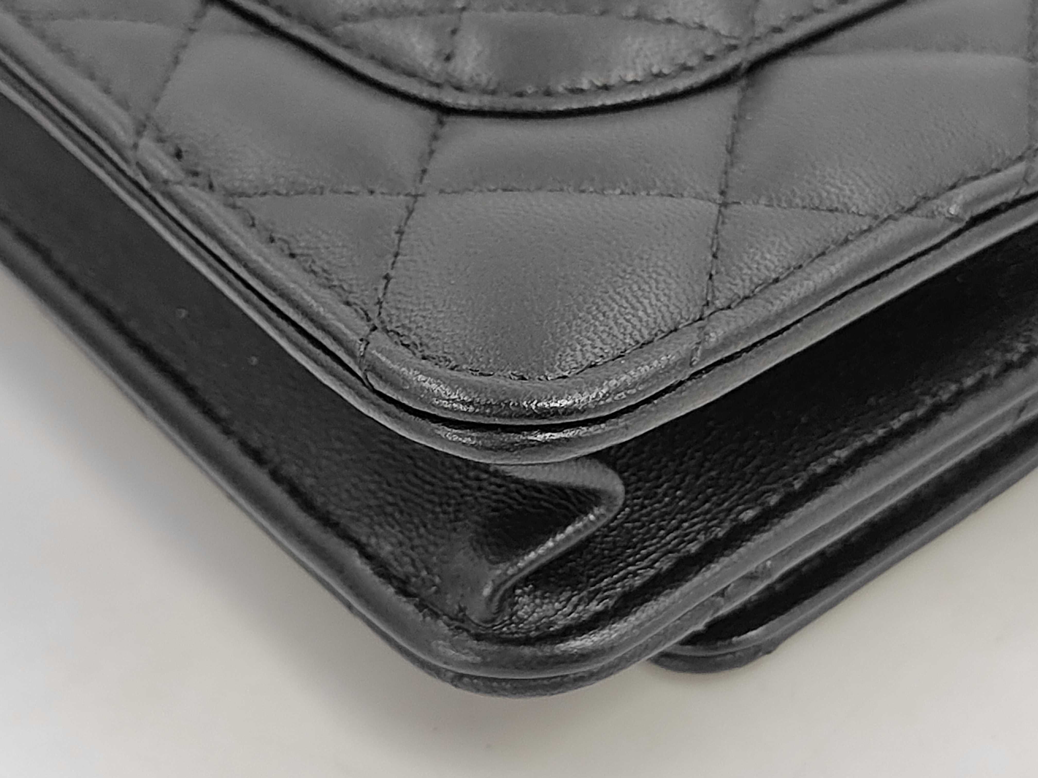 Chain Wallet, Lambskin, Black, Gold Hardware, IC Chip, Shoulder Bag — view 3