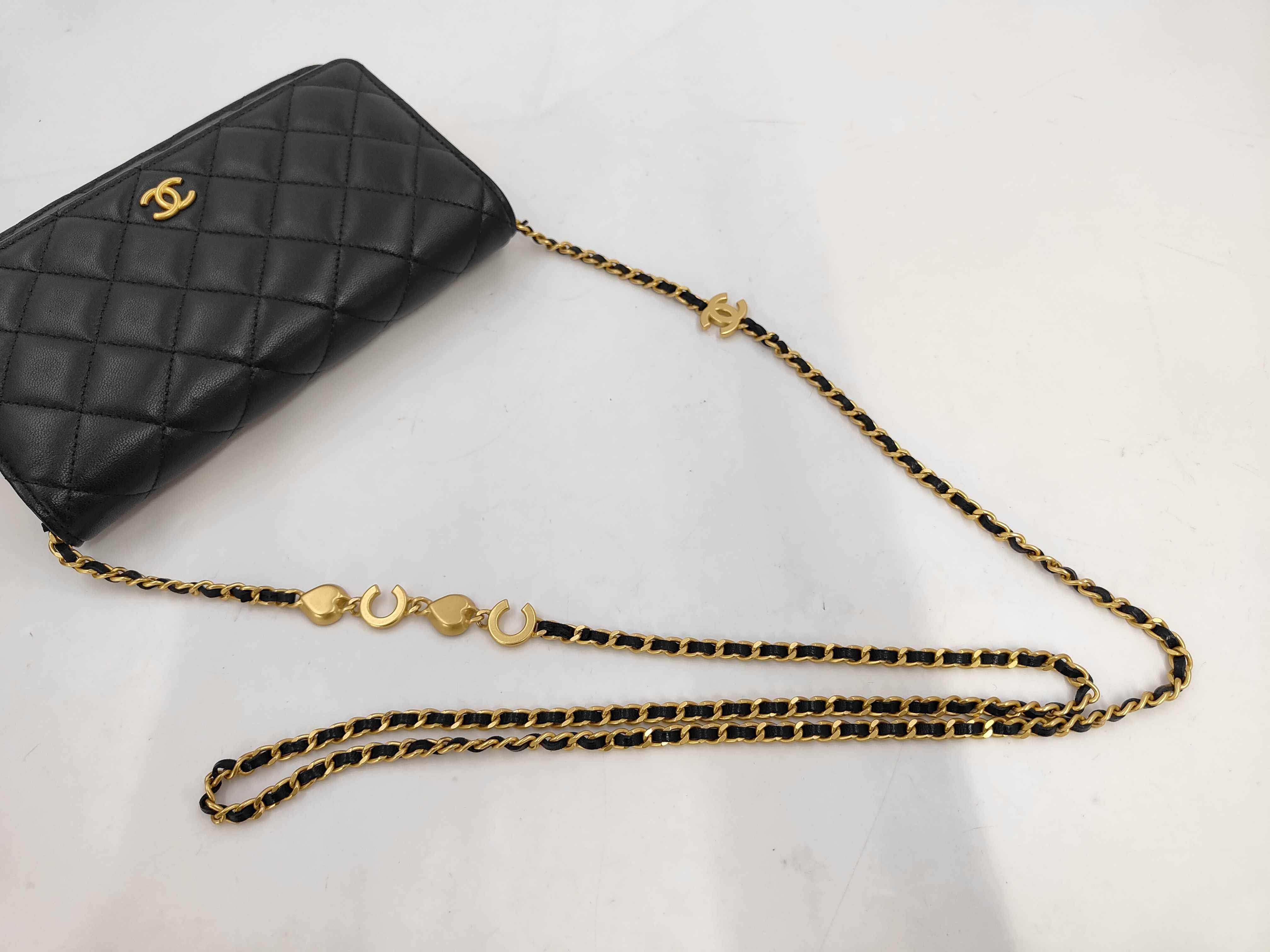 Chain Wallet, Lambskin, Black, Gold Hardware, IC Chip, Shoulder Bag — view 5