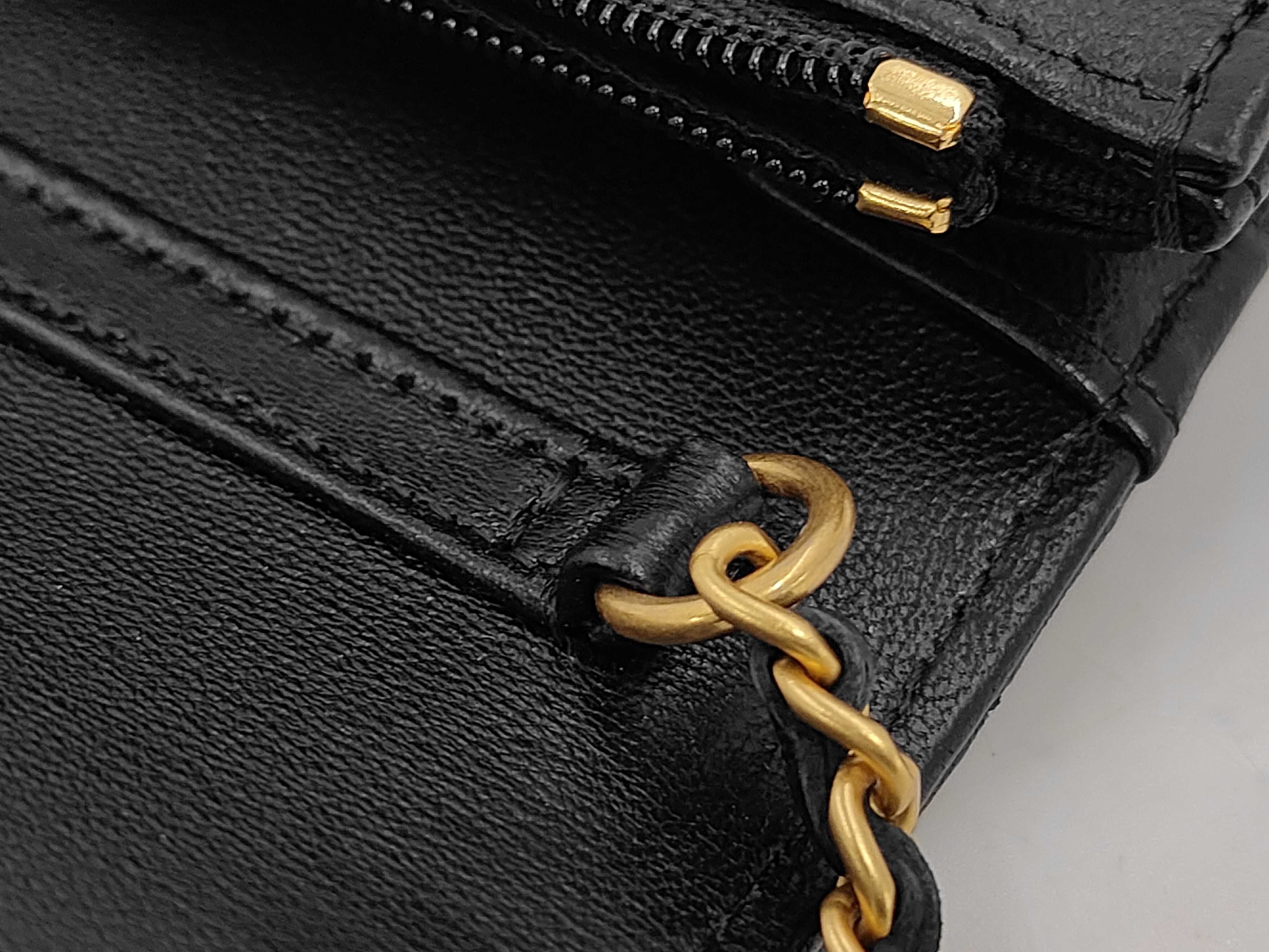 Chain Wallet, Lambskin, Black, Gold Hardware, IC Chip, Shoulder Bag — view 7