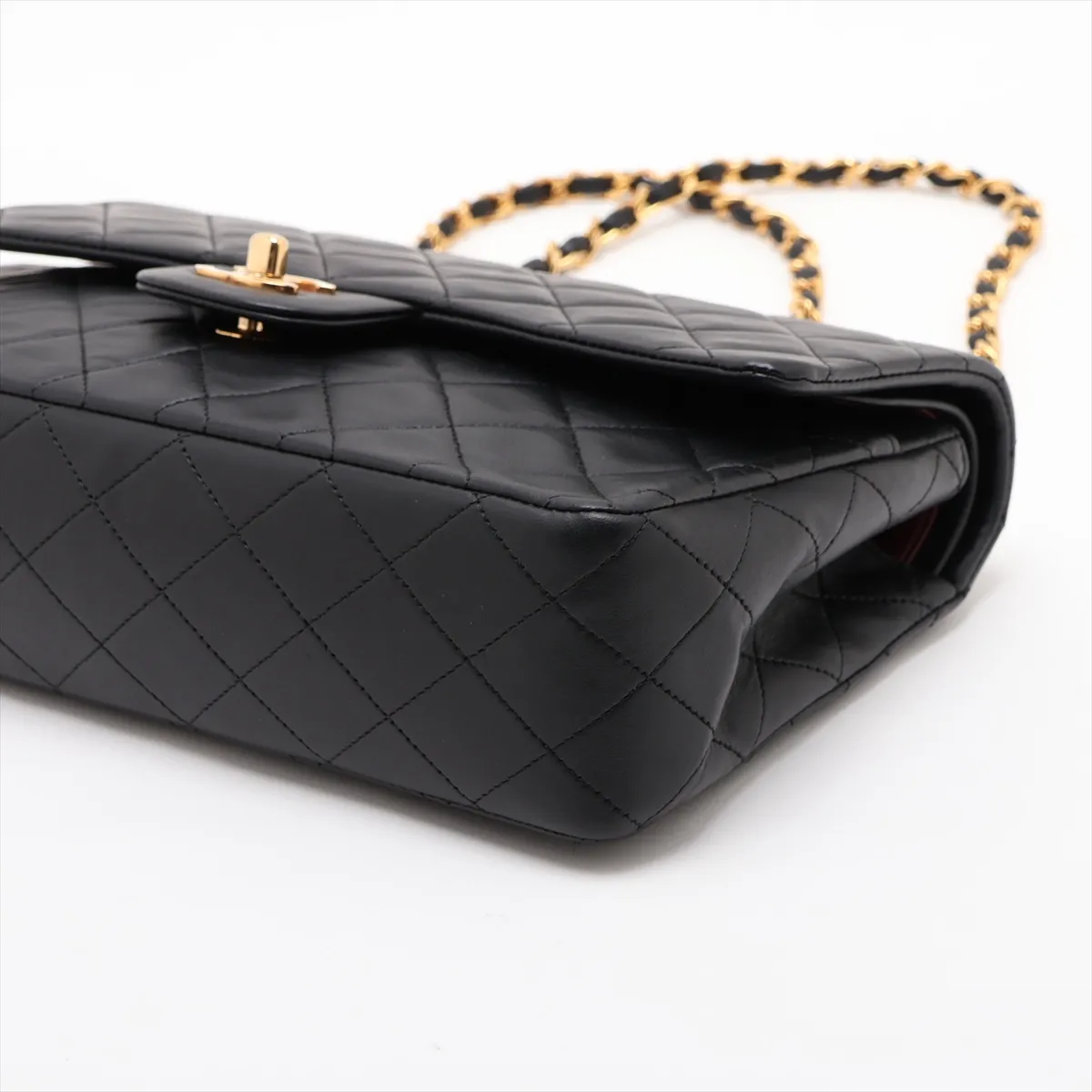 [Individually packaged] Chanel Matelassé 25 Lambskin Double Flap Double Chain Bag, Black with Gold Hardware, 1381835, Series 1, A01112 — view 3