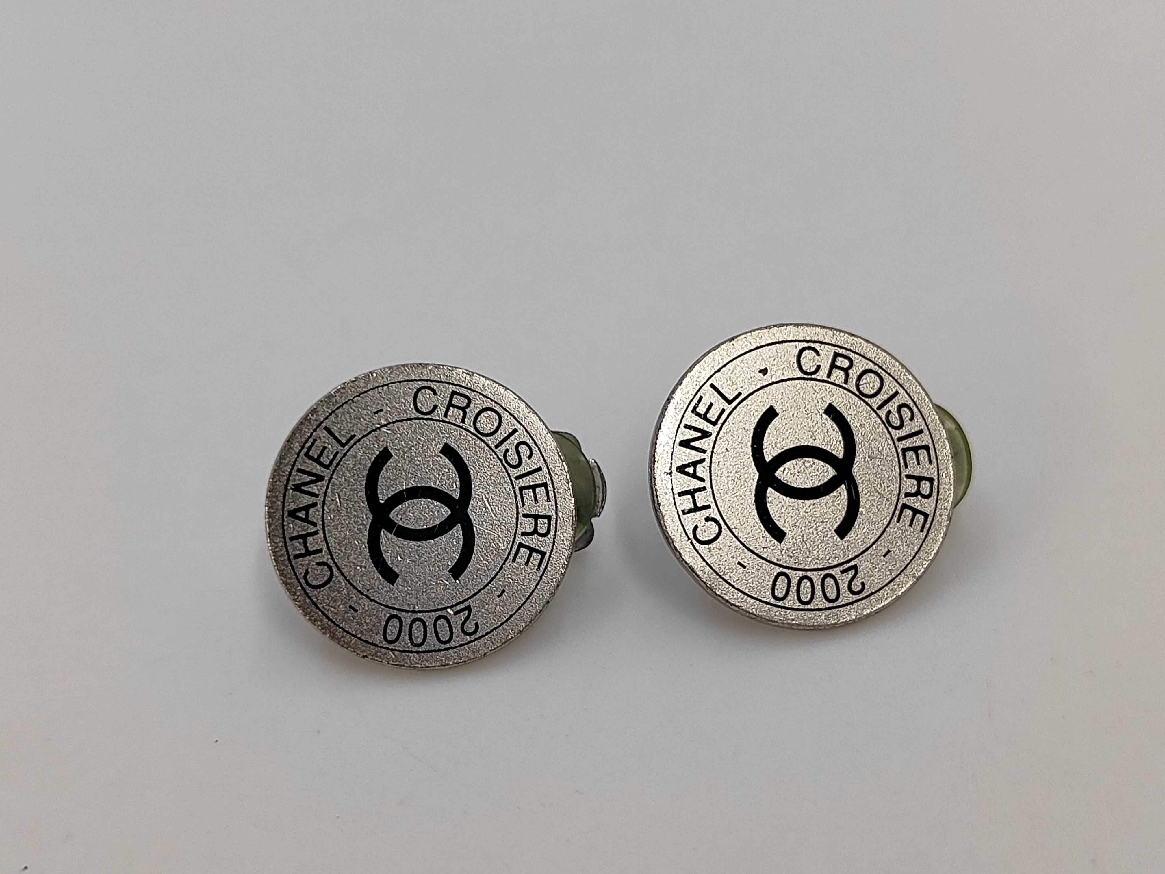 Silver Metal Coco Mark 2000 CROISIERE Earrings (Verdigris)