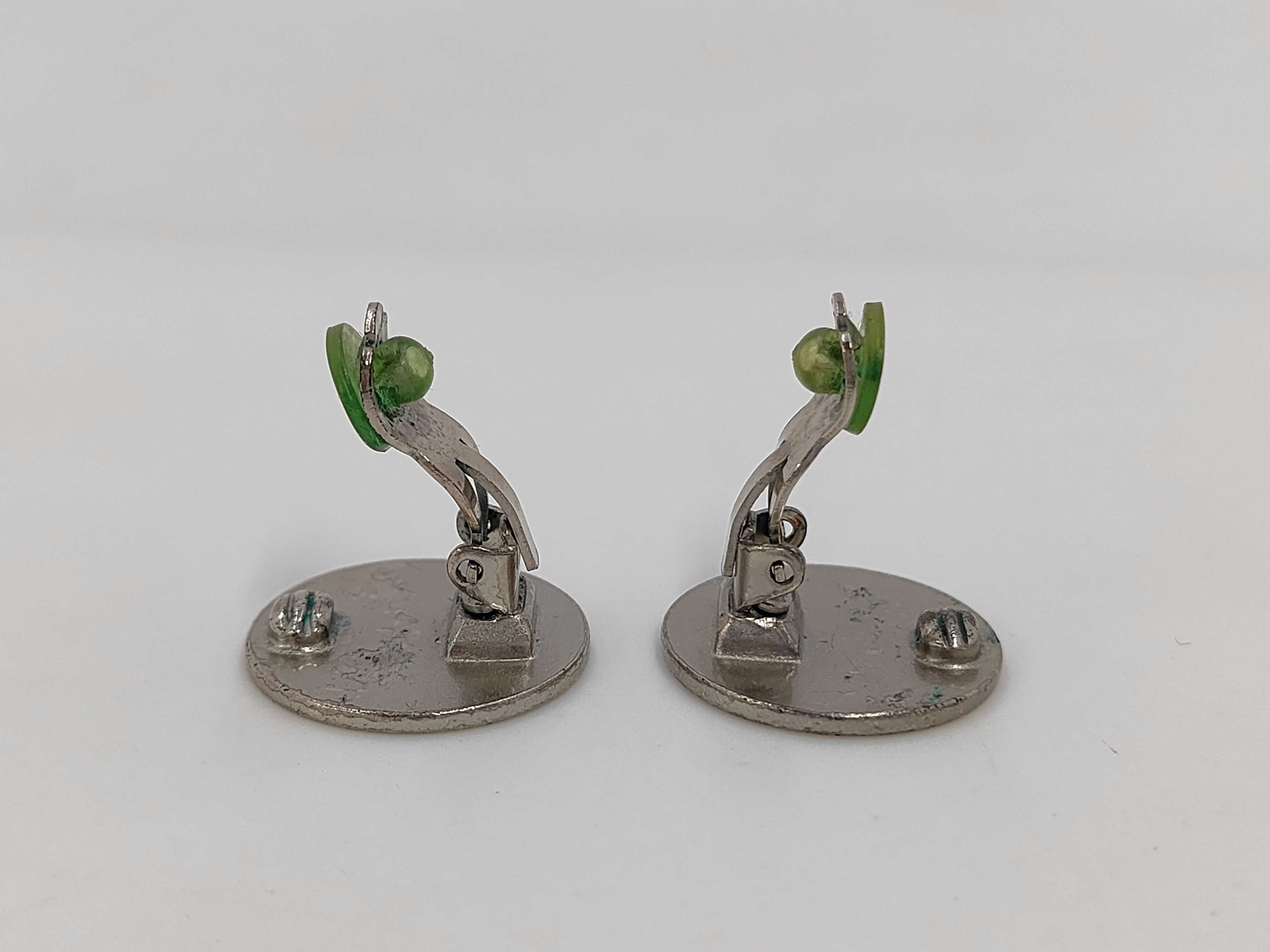 Silver Metal Coco Mark 2000 CROISIERE Earrings (Verdigris) — view 4