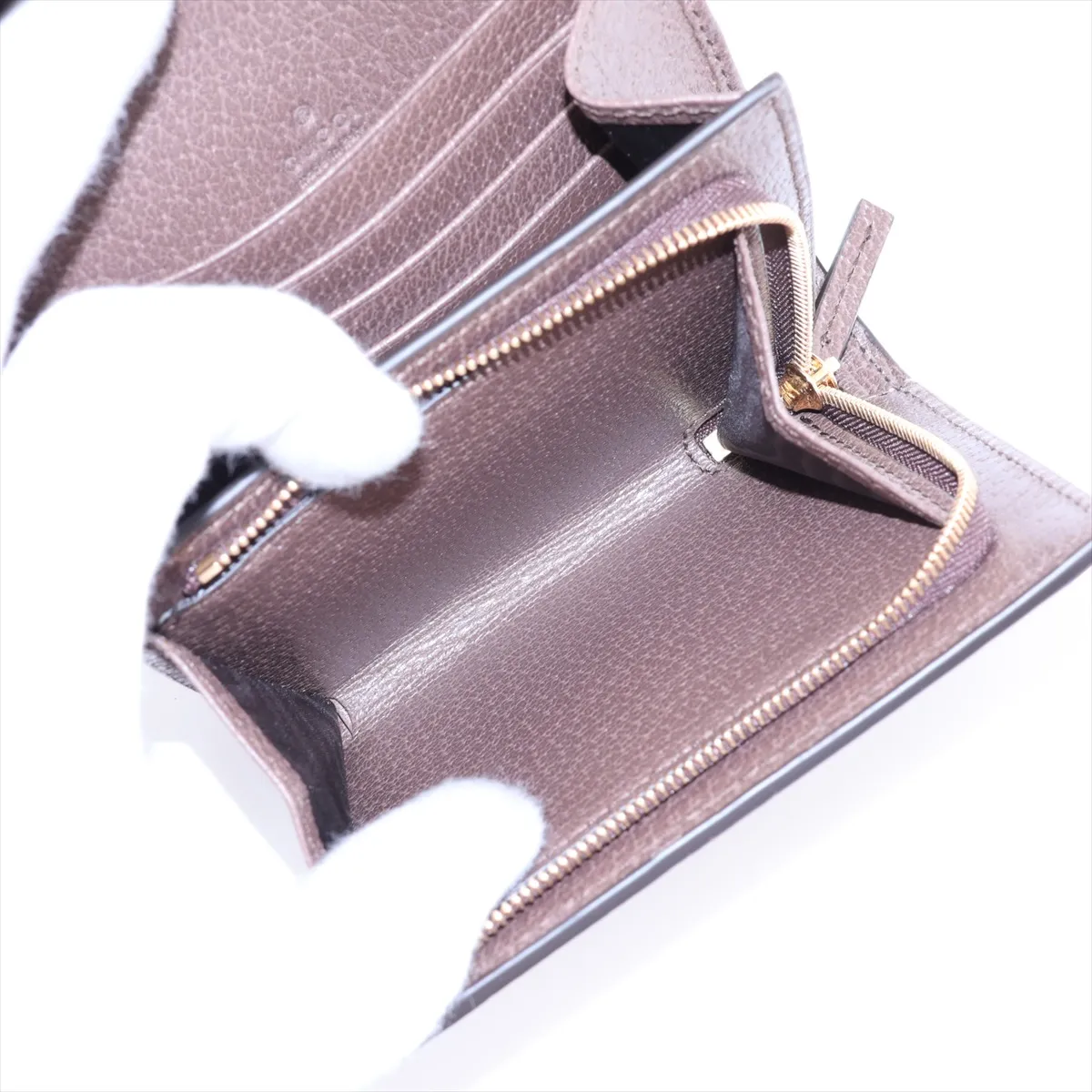 GG Supreme 598662 PVC x Leather Compact Wallet Brown — view 6