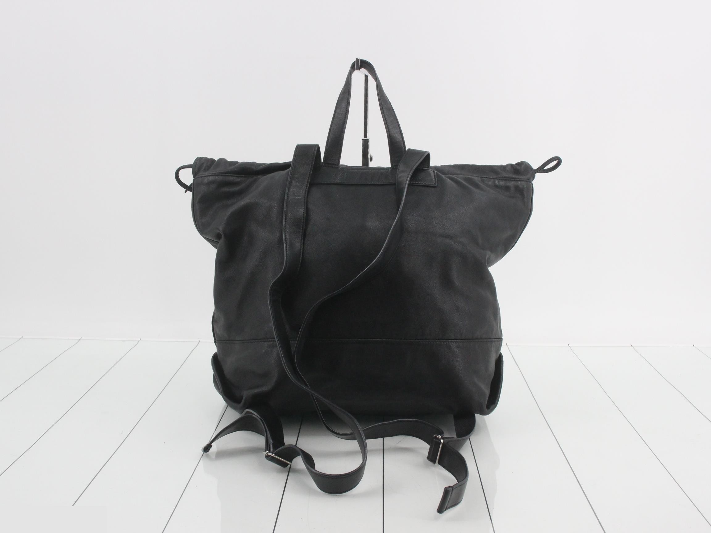 leather drawstring backpack with pouch — view 2