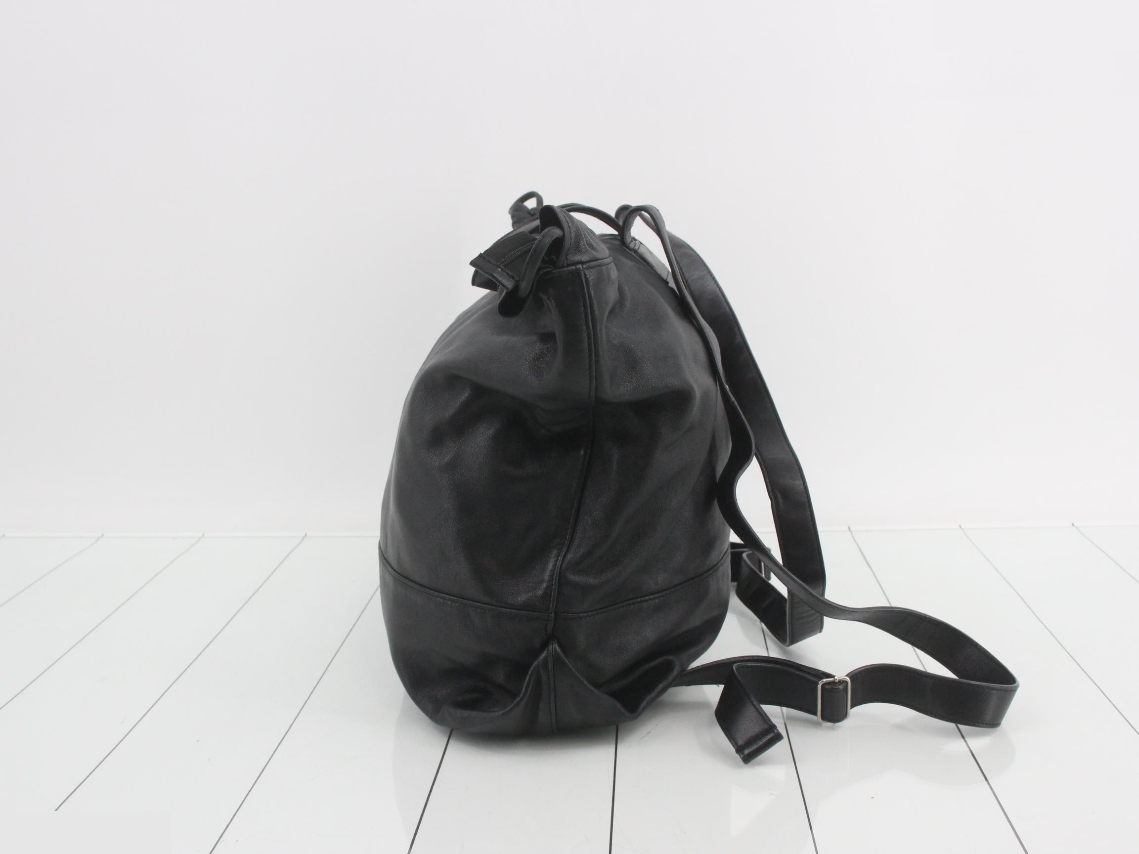 leather drawstring backpack with pouch — view 3